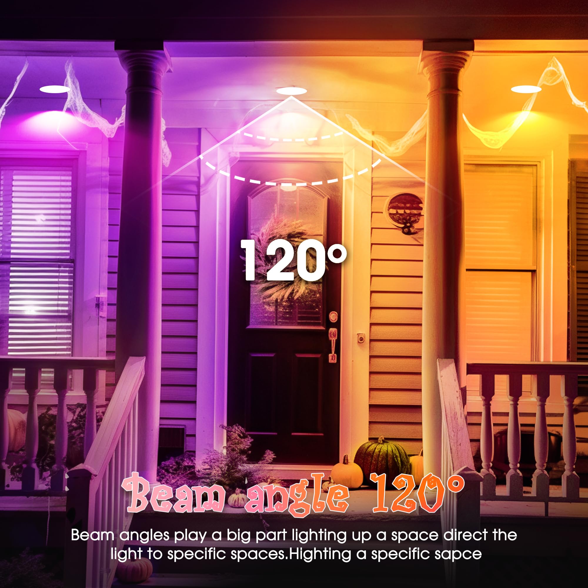 Orange Purple Halloween Light Bulb  15W(150W Equivalent) Led Par38 Flood Lights Outdoor E26 Base Colored Led Bulbs For Halloween  Christmas Decorations  Party Holiday Lighting  No-Dimmable  2 Pack