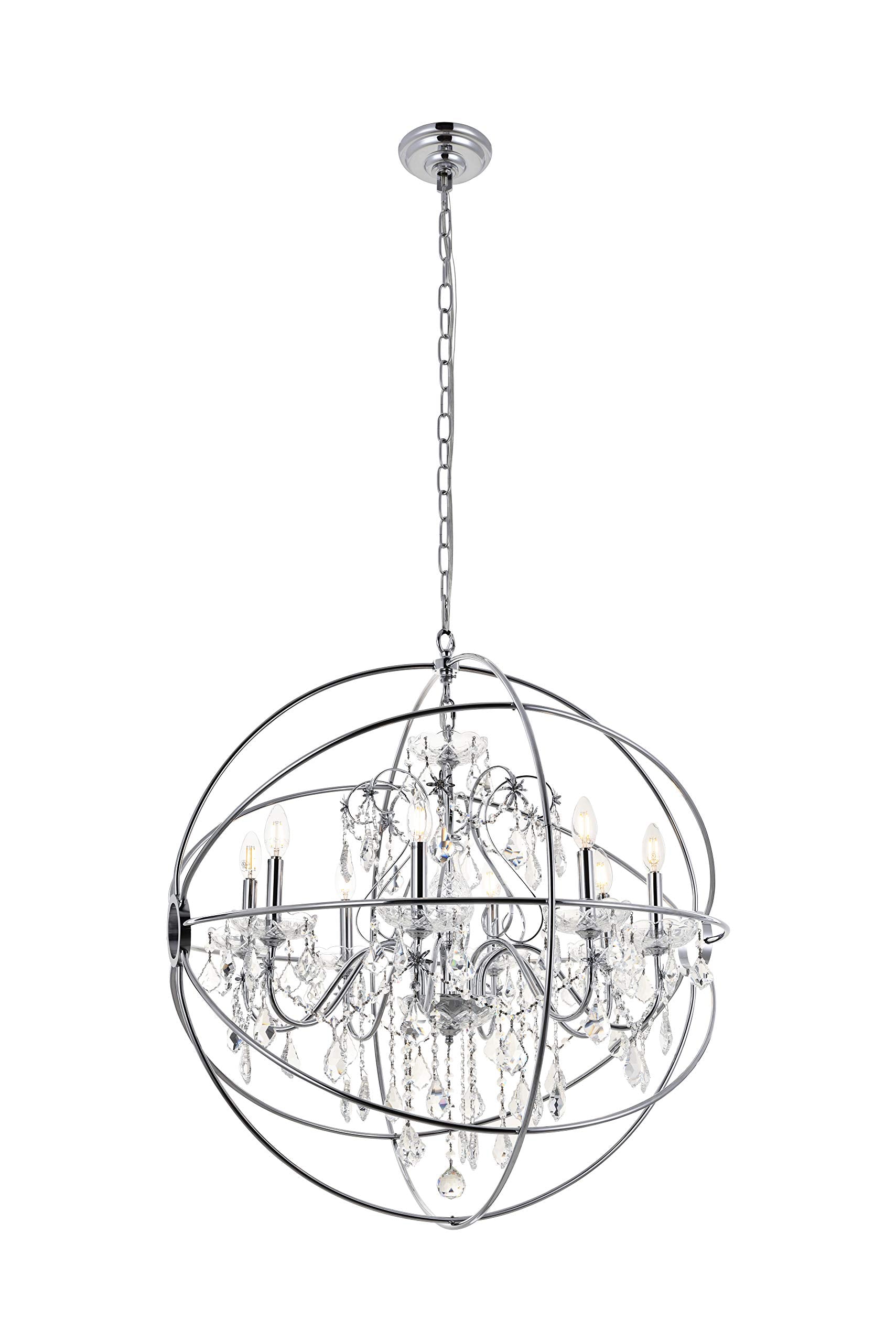 Living District Cordelia 8-Light Transitional Metal Pendant in Chrome