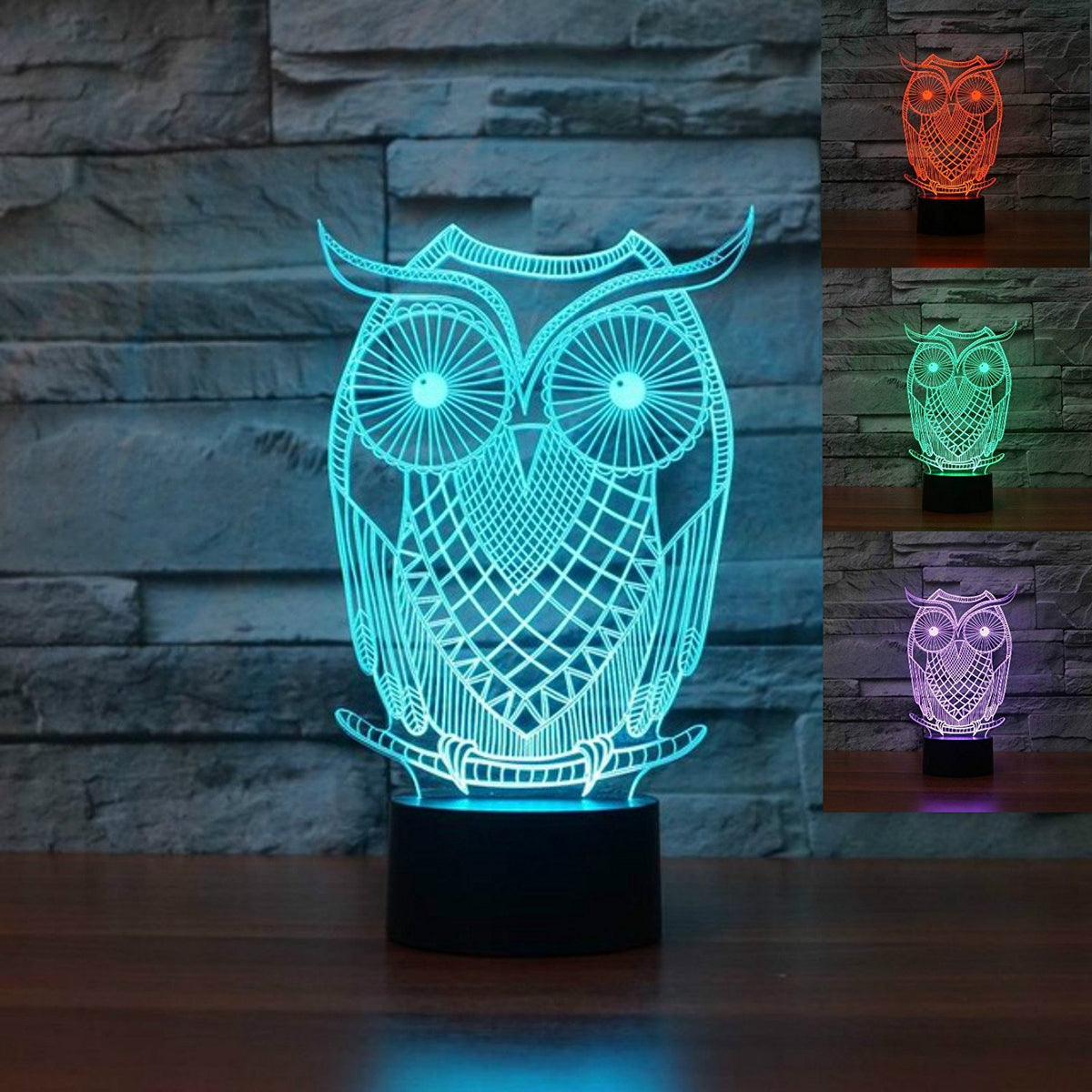Superniudb 3D Owl Night Light Table Light 3D Lamp Table Lamp 3D Led Usb 7 Color Change Led Table Lamp Xmas Toy Gift