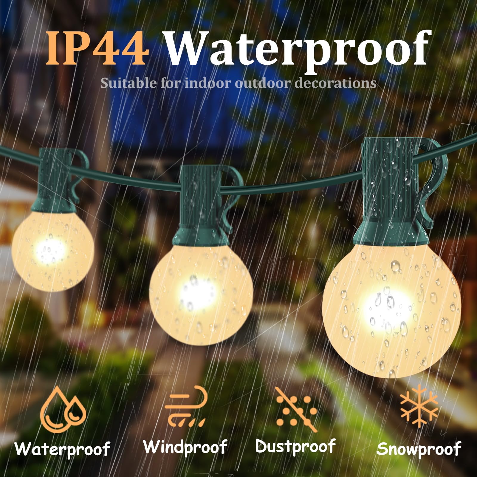 SUNSGNE G40 Round Christmas Lights, 25ft Frosted White Globe Lights, Green Wire, 27 Bulbs for Outdoor Garden Wedding Decor