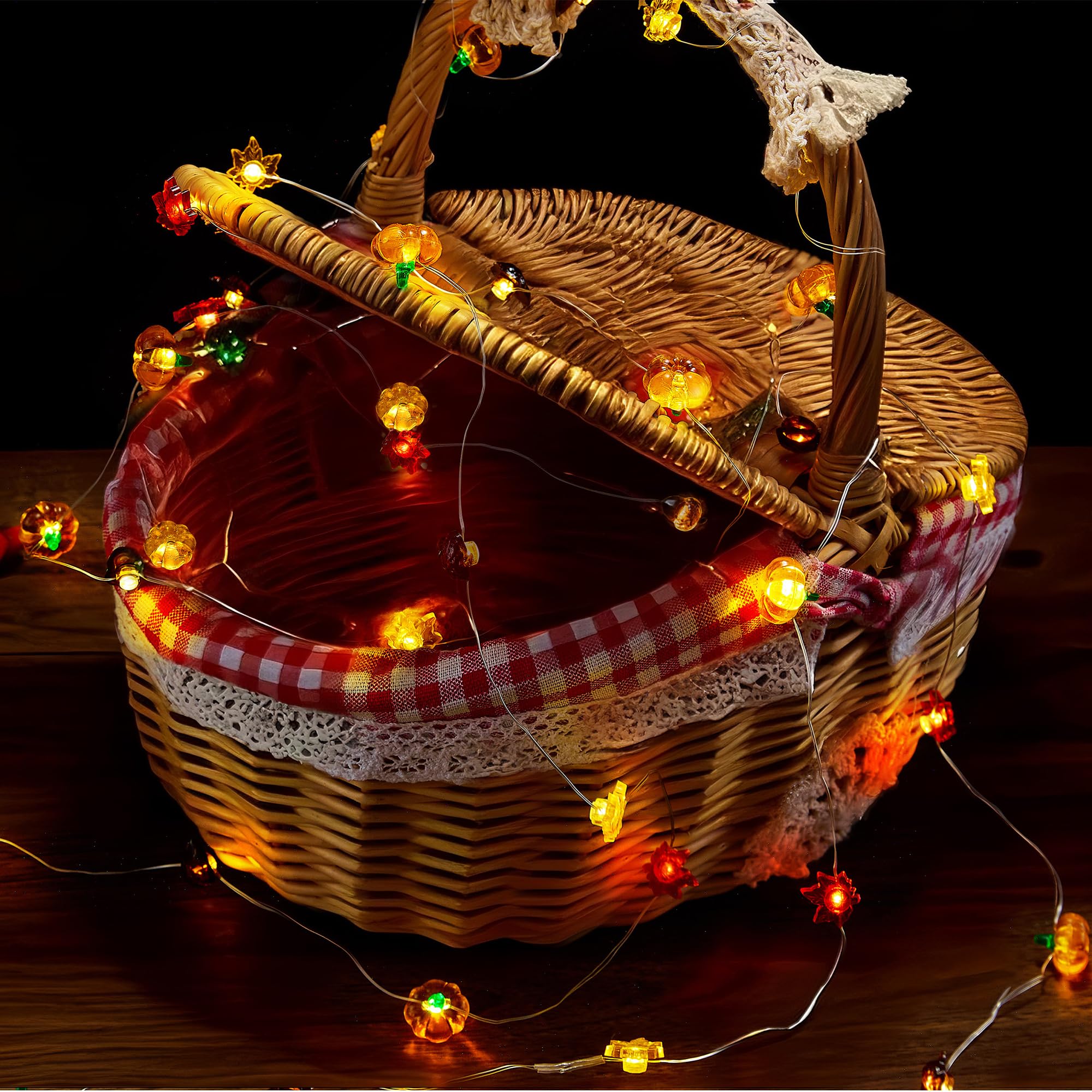 Blctec Thanksgiving Decorations 12.8Ft 40 Led String Lights With Acorn  3D Pumpkins & Maple Leaves  Battery Operated Fall Fairy Lights With Timer For Indoor Outdoor Thanksgiving Decor