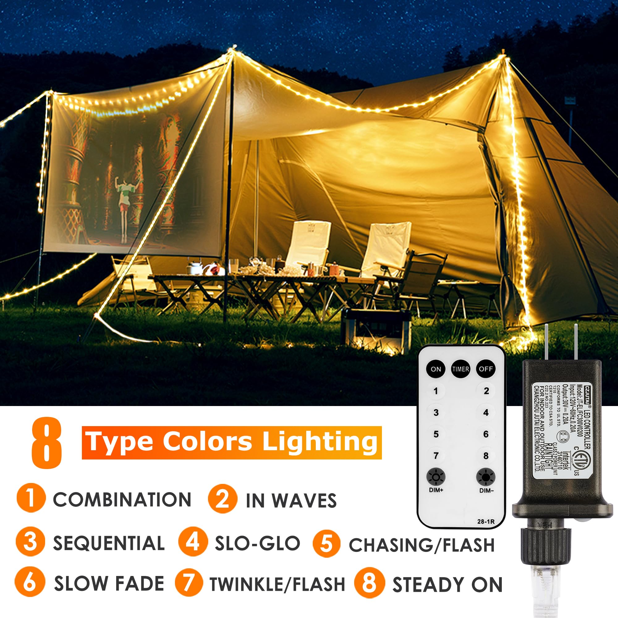 Connectable 66Ft 800 Led Rope Lights Outdoor, Warm White Strip Lights Plug In, Outdoor String Lights Waterproof Decorative Lighting For Deck Patio Yard Garden Pathway Pool Camping Room Indoor Décor