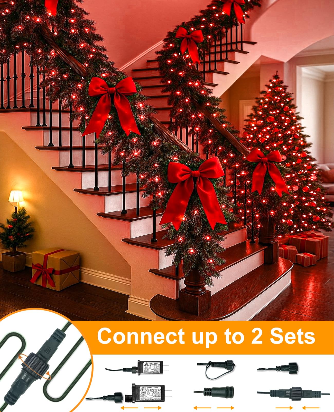 157Ft 480 Led Christmas Lights Outdoor  Led Plug In Christmas Tree Lights Waterproof  8 Modes Green Wire Twinkle String Light For Indoor Room Patio House Holiday Decorations  Red