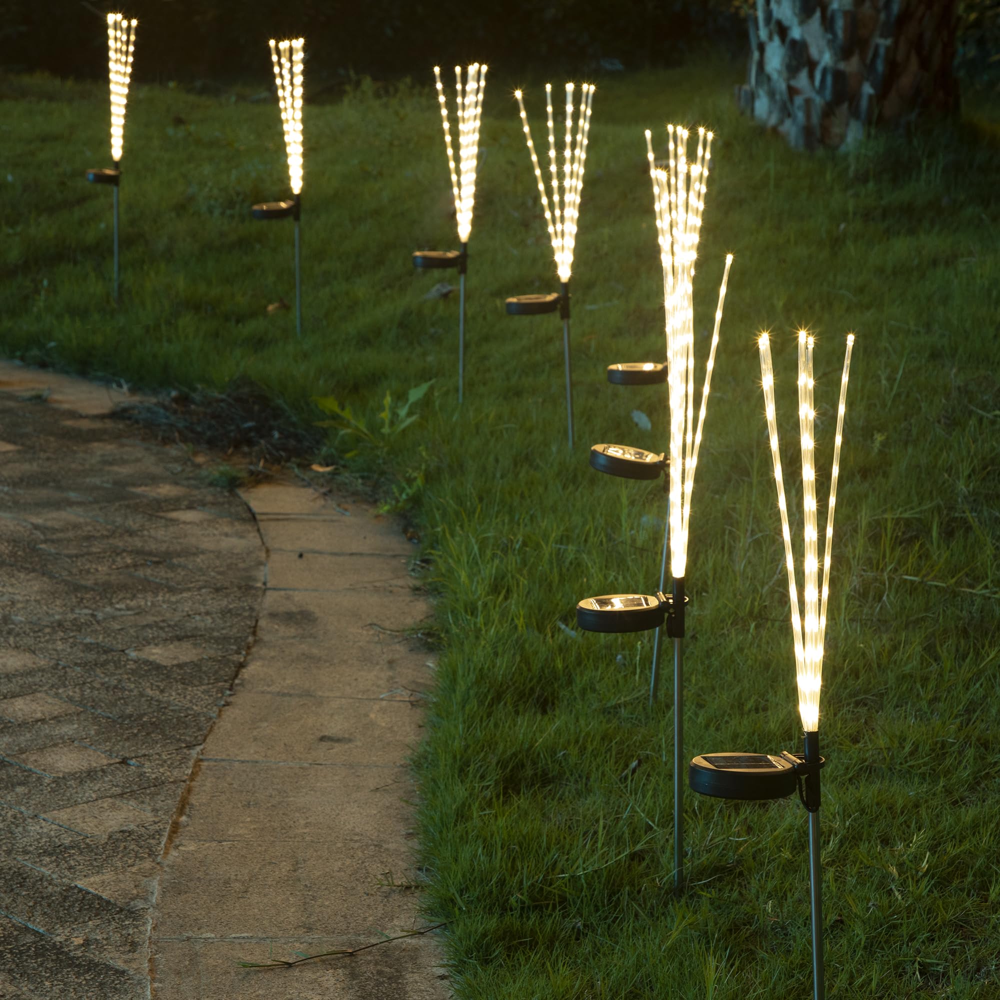 Kemooie 4 Pack Solar Garden Lights, 288 Led Waterproof Warm White Outdoor Pathway Decor