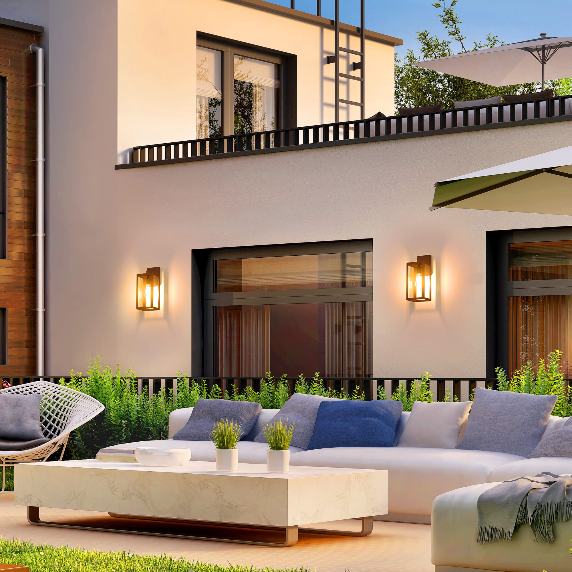 Partphoner Waterproof Porch Light Fixtures, 2 Pack Oil Rubbed Bronze Aluminum Wall Sconce, Model Str-Wl-0001