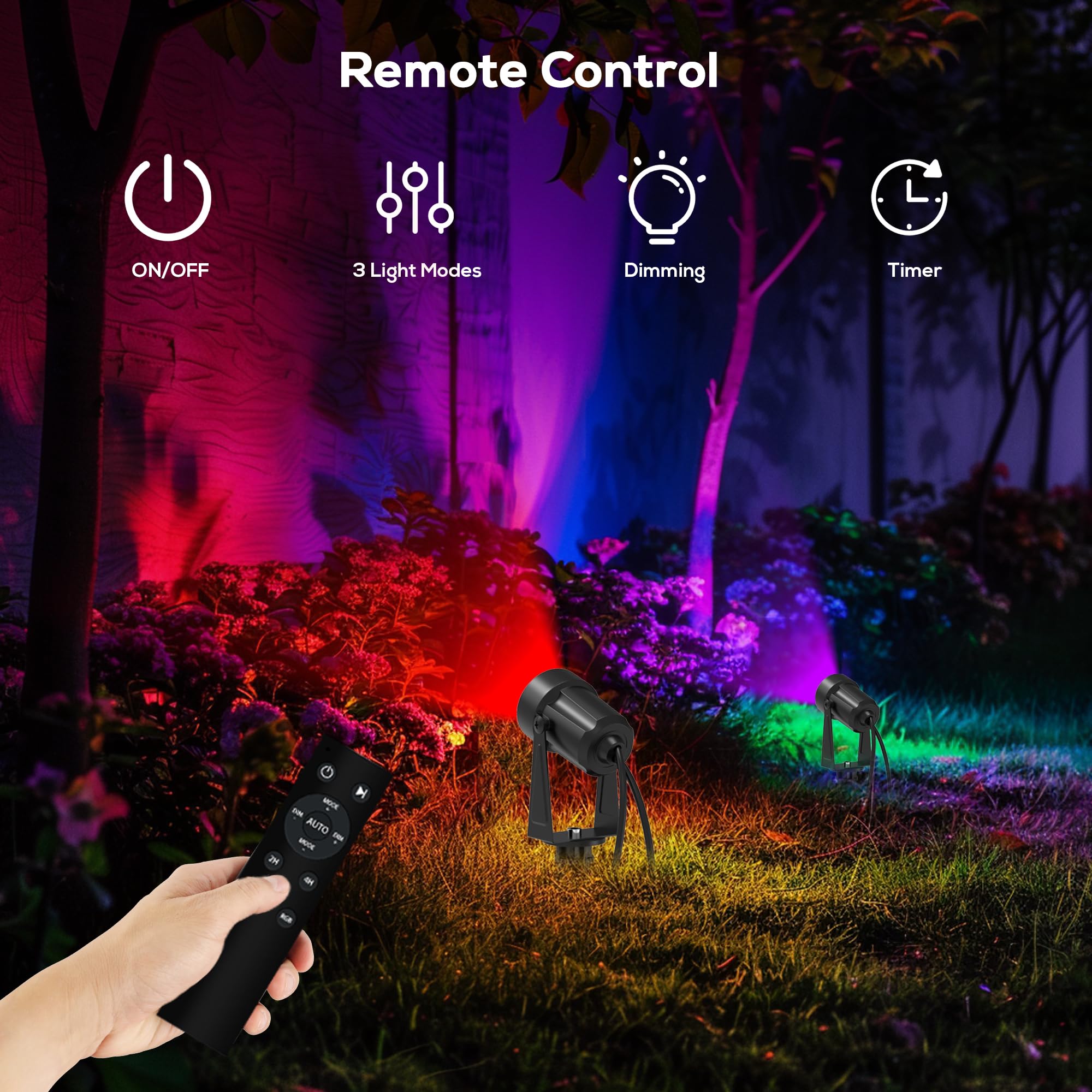 Banord RGBW LED Outdoor Spotlights, 10 Pack, IP65 Waterproof, Multicolor, Model BN-Spot-RGBW-10P