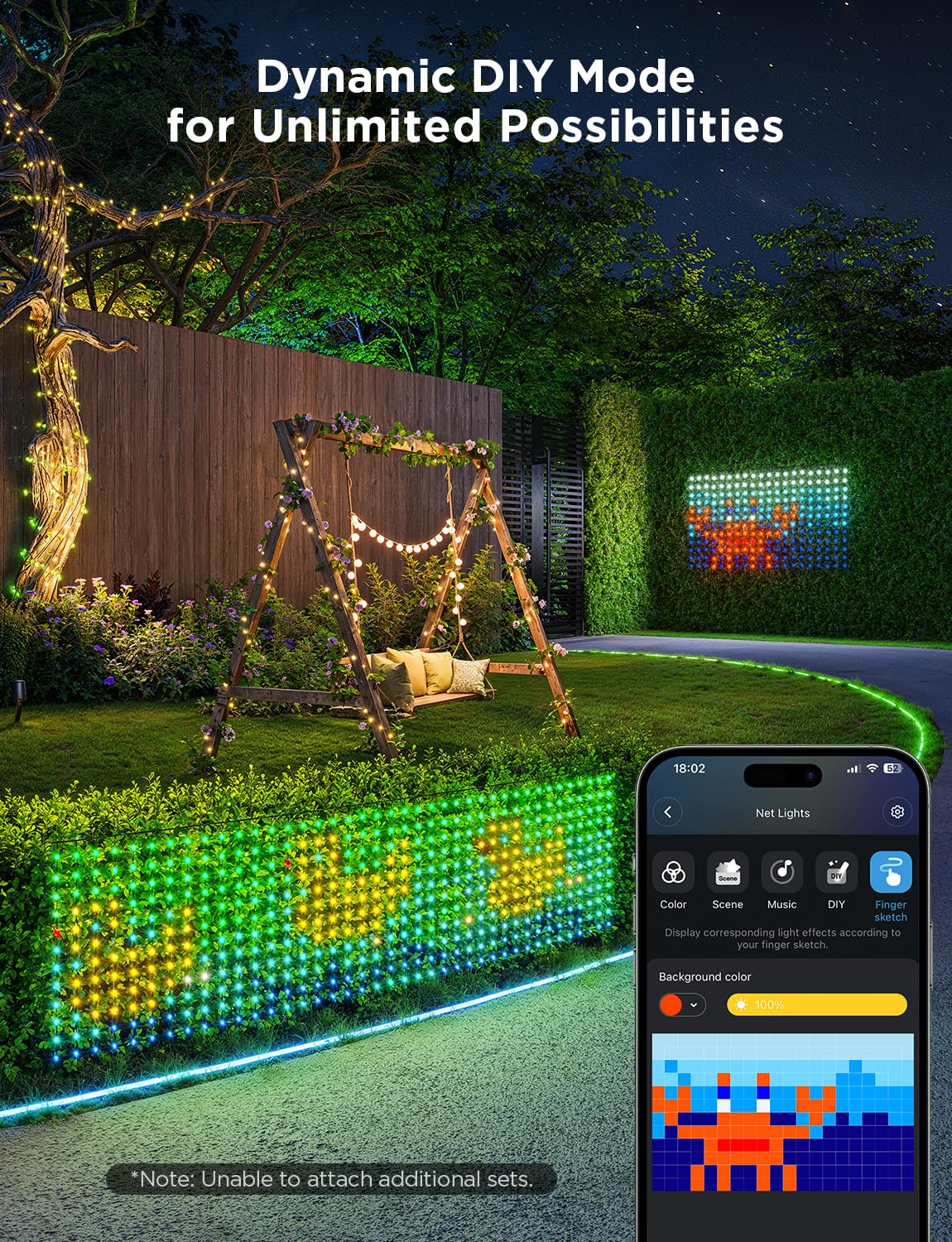 Govee Outdoor Net Lights, 2.8    9.4Ft With Rgbic And Diy Functions, 480 Leds Smart Net Lights With 64 Modes For Bush Patio Deco