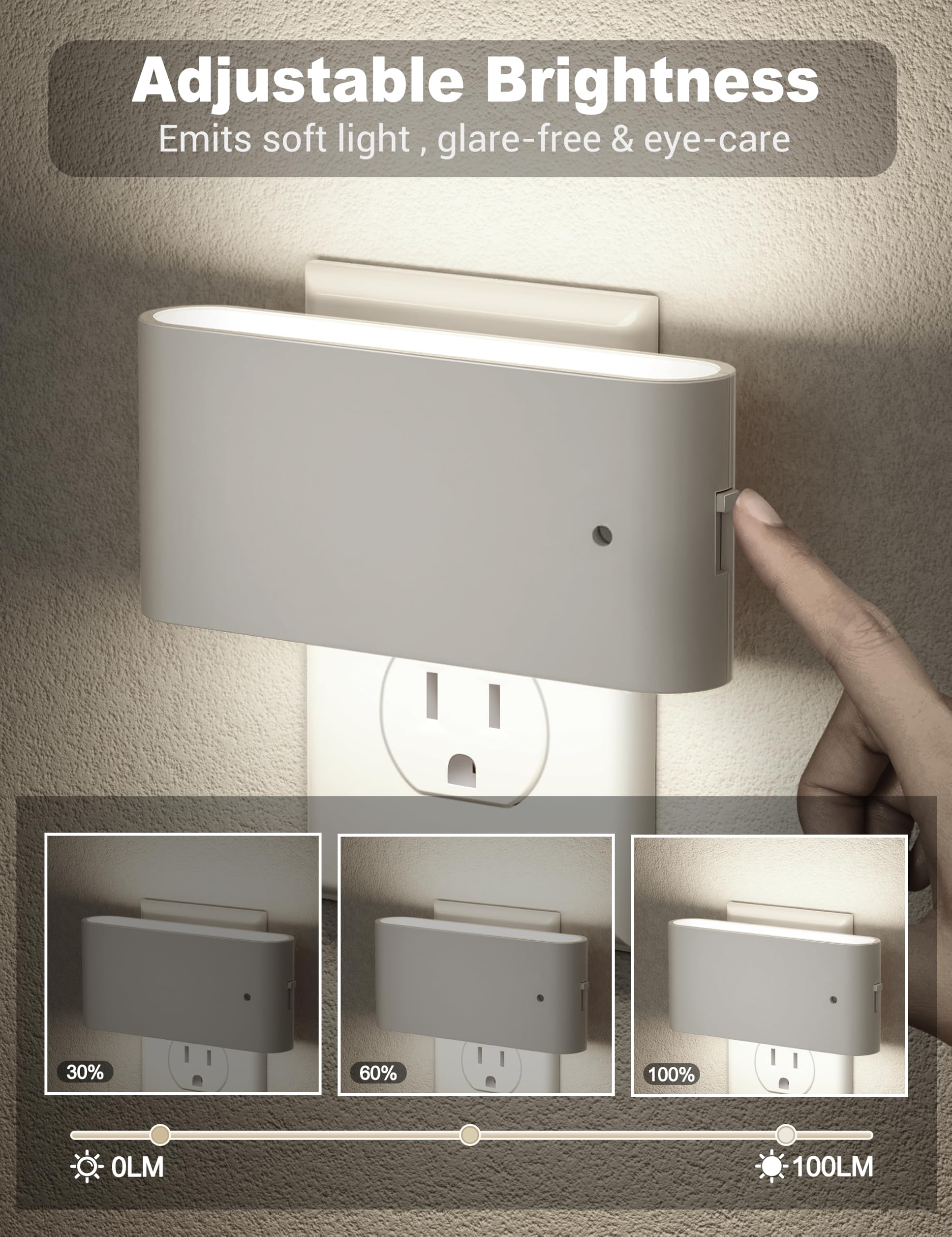 Jandcase Led Night Lights Plug Into Wall, Night Light With Dusk To Dawn Light Sensor, Dimmable Night Light Plug In [2 Pack], 500