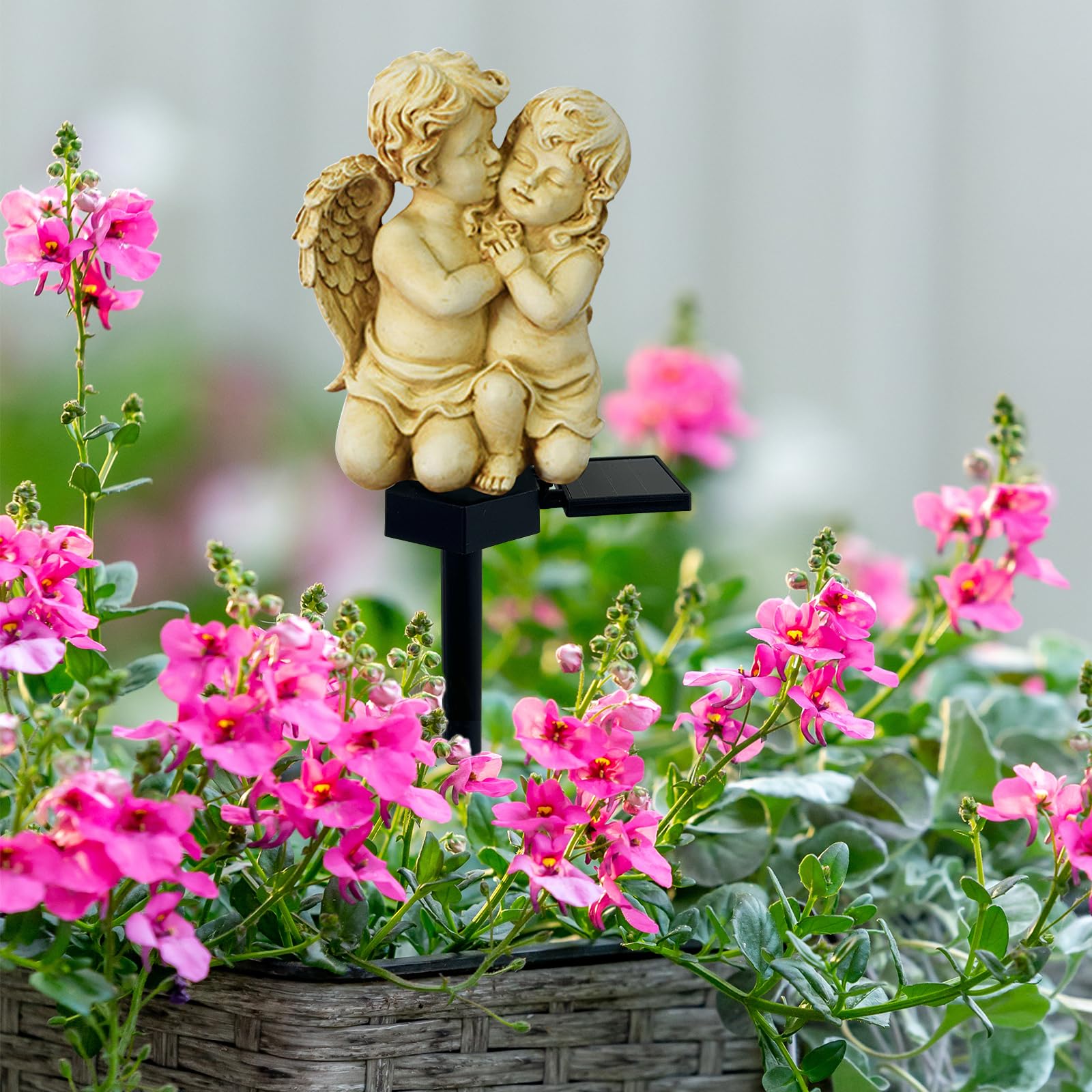 Laiamer Solar Garden Angels, Waterproof Statue Decorations - Baby Angel Solar Lights For Cemetery Gravesite Yard Patio Lawn Porc