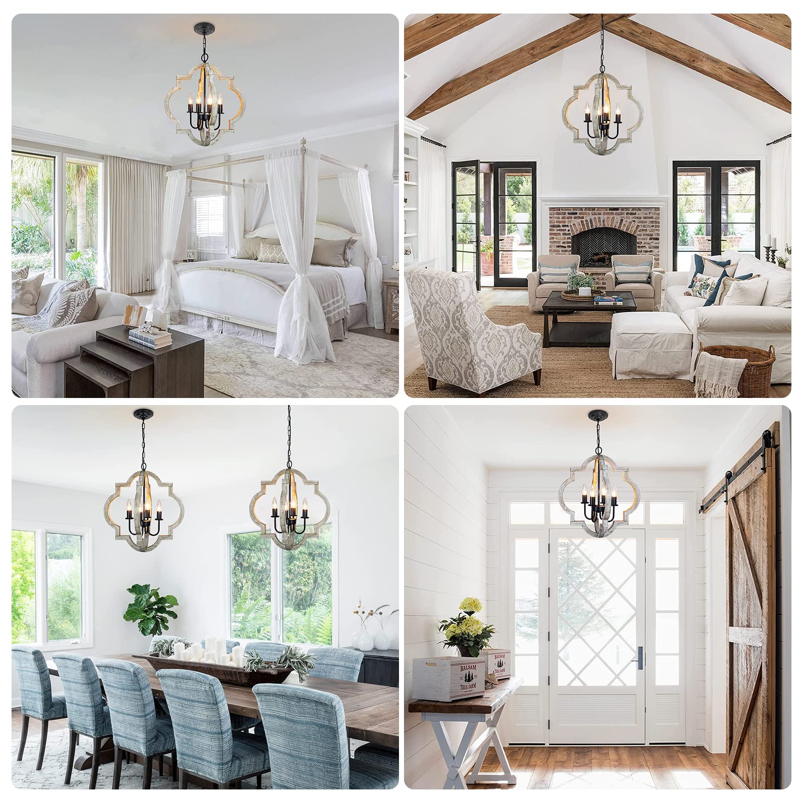 Rviezza 5-Lights Wood Farmhouse Chandelier, Dining Room Light Fixture, Industrial Rustic Farmhouse Chandeliers For Dining Room K
