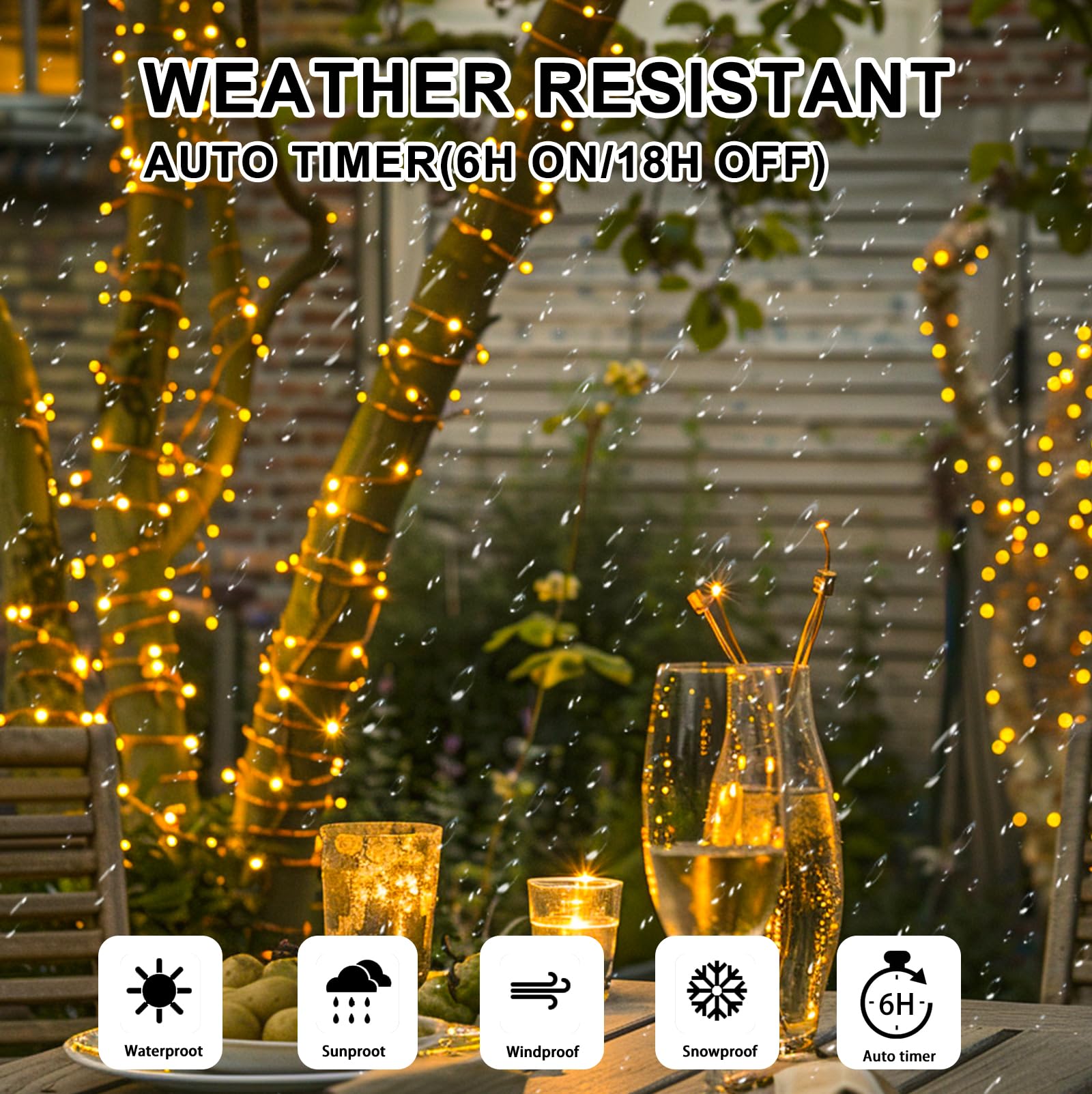 SINAMER Fairy Lights 50 LED, 5m Warm White, 2 Pack, Battery Operated, Waterproof, 8 Modes, Model HP100100-20