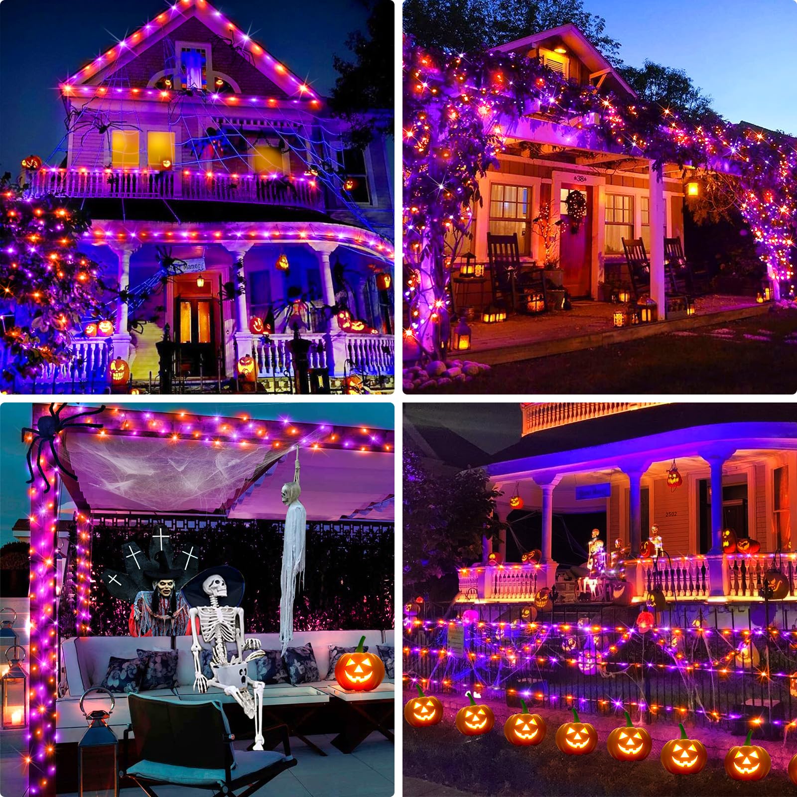 KNONEW Halloween Fairy Lights 100FT 300 LED Orange & Purple Waterproof String Lights, 8 Modes for Outdoor Indoor Decorations