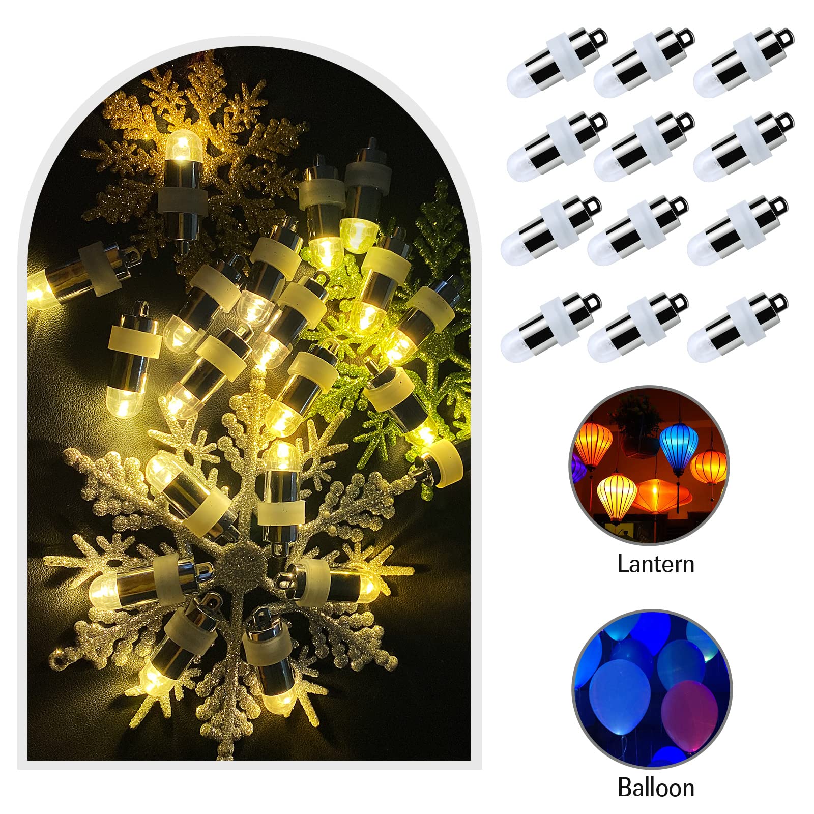 Aogist Mini Paper Lantern Lights, Waterproof Balloon Lights Battery Powered Party Lights For Graduation Party Birthday Party Wedding Halloween Christmas Decoration (Warm White, 24)