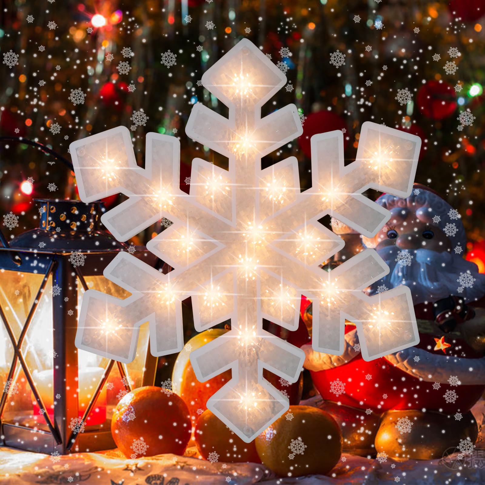 Lamphome 17&quot; 20L Snowflake Christmas Window Silhouette Lights Decorations, Lighted Snowflake Christmas Window Lights For Christmas,Party,Home,Patio Lawn,Garden