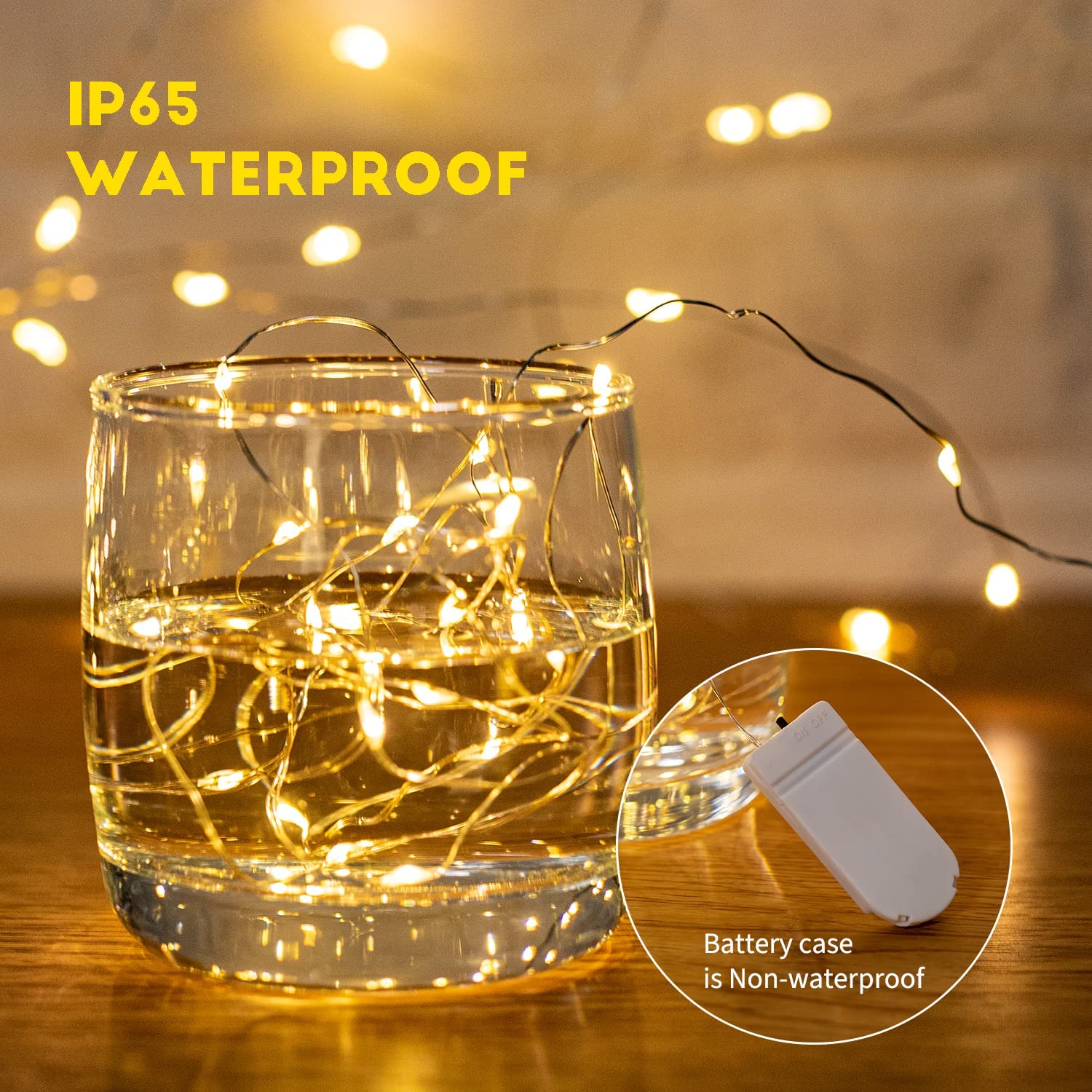 Fairy Lights Battery Operated - 7Ft 20 Led Waterproof Mini Firefly String Lights with Flexible Silver Wire for Wedding Mason Jar
