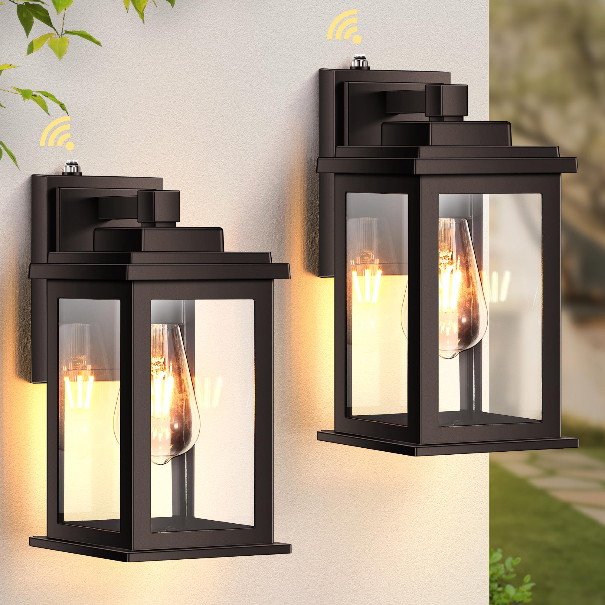 Vianis Bronze Outdoor Lighting, Dusk To Dawn Waterproof Porch Lights, Aluminum, 2 Pack, Model V81512Br