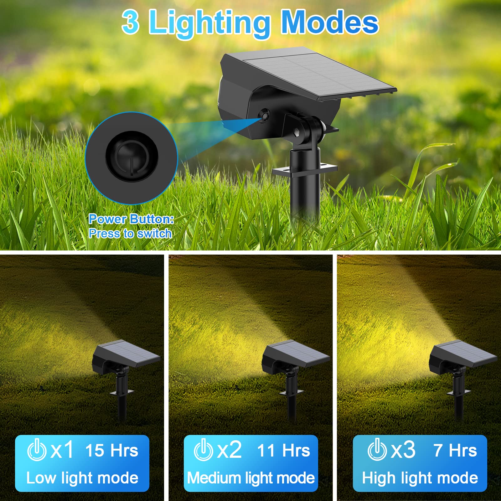 Minpea Solar Spot Lights Outdoor, [57 Led/6 Pack] Solar Lights Outdoor Ip65 Waterproof, 3 Modes Solar Landscape Spotlights, Solar Powered Garden Yard Lights For Outside Patio Pathway Pool(Warm White)