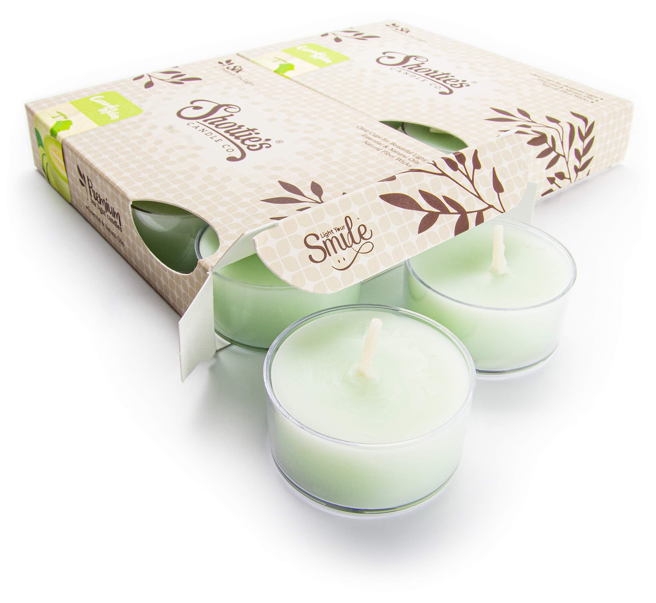 Cucumber Melon Premium Tealight Candles Multi Pack - 12 Green Highly Scented Tea Lights - Beautiful Candlelight - Made In The Us