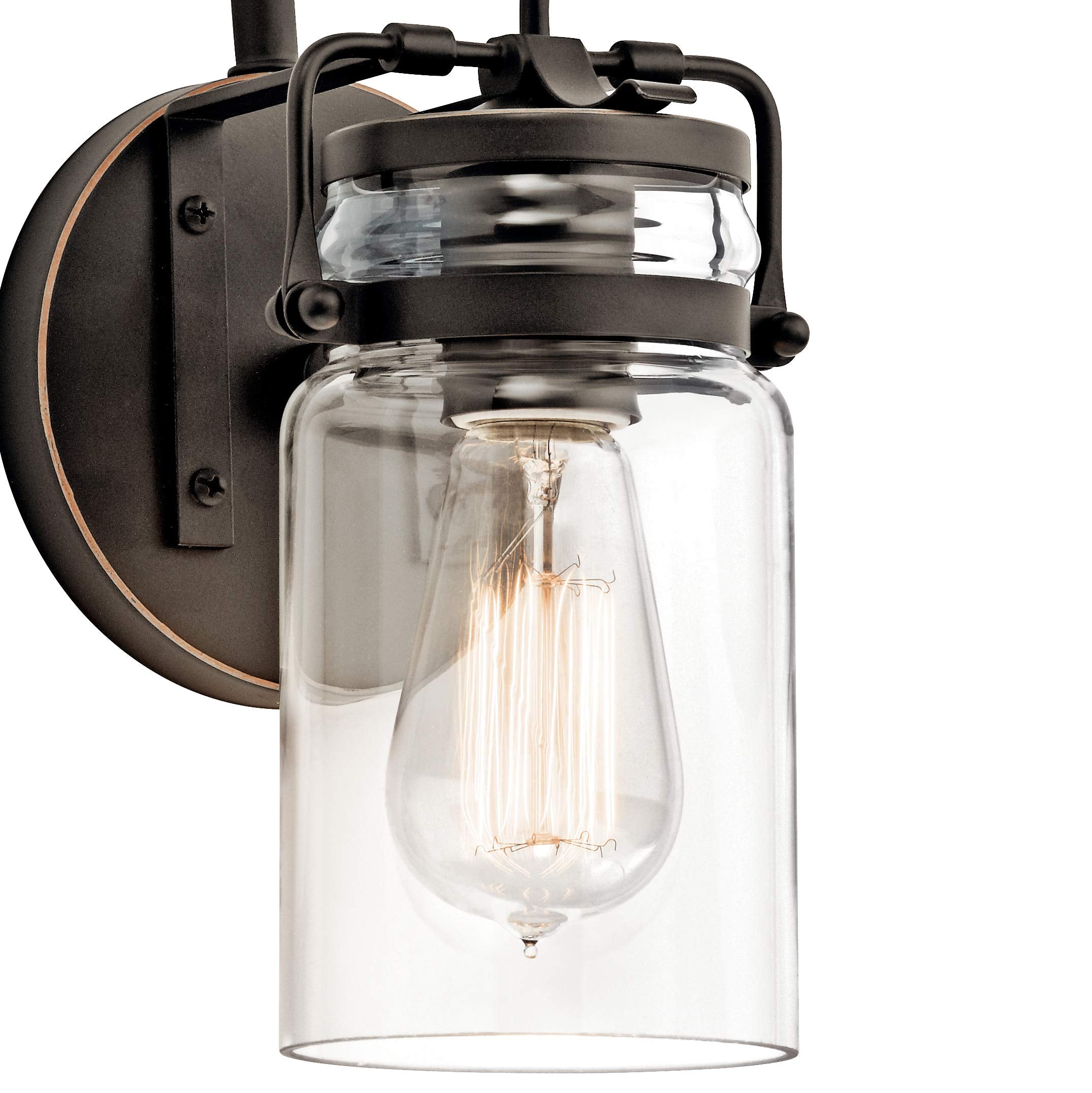 Kichler Brinley 11.5'' Wall Sconce In Olde Bronze?, 1-Light, Vintage Wall Mount Light With Clear Glass, (11.5'' H X 5'' W), 4557
