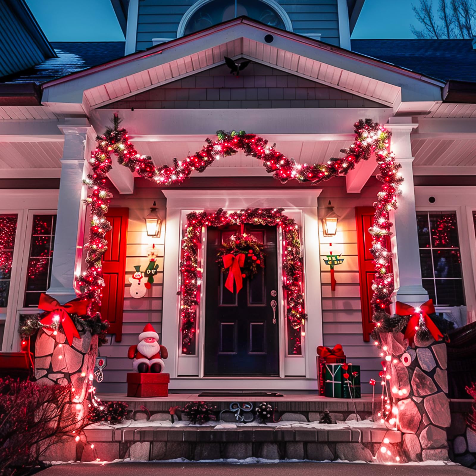 Jmexsuss 500 Led Red And White Christmas Lights, 8 Modes 163Ft String Lights Plug In With Remote Control, Clear Wire Christmas S