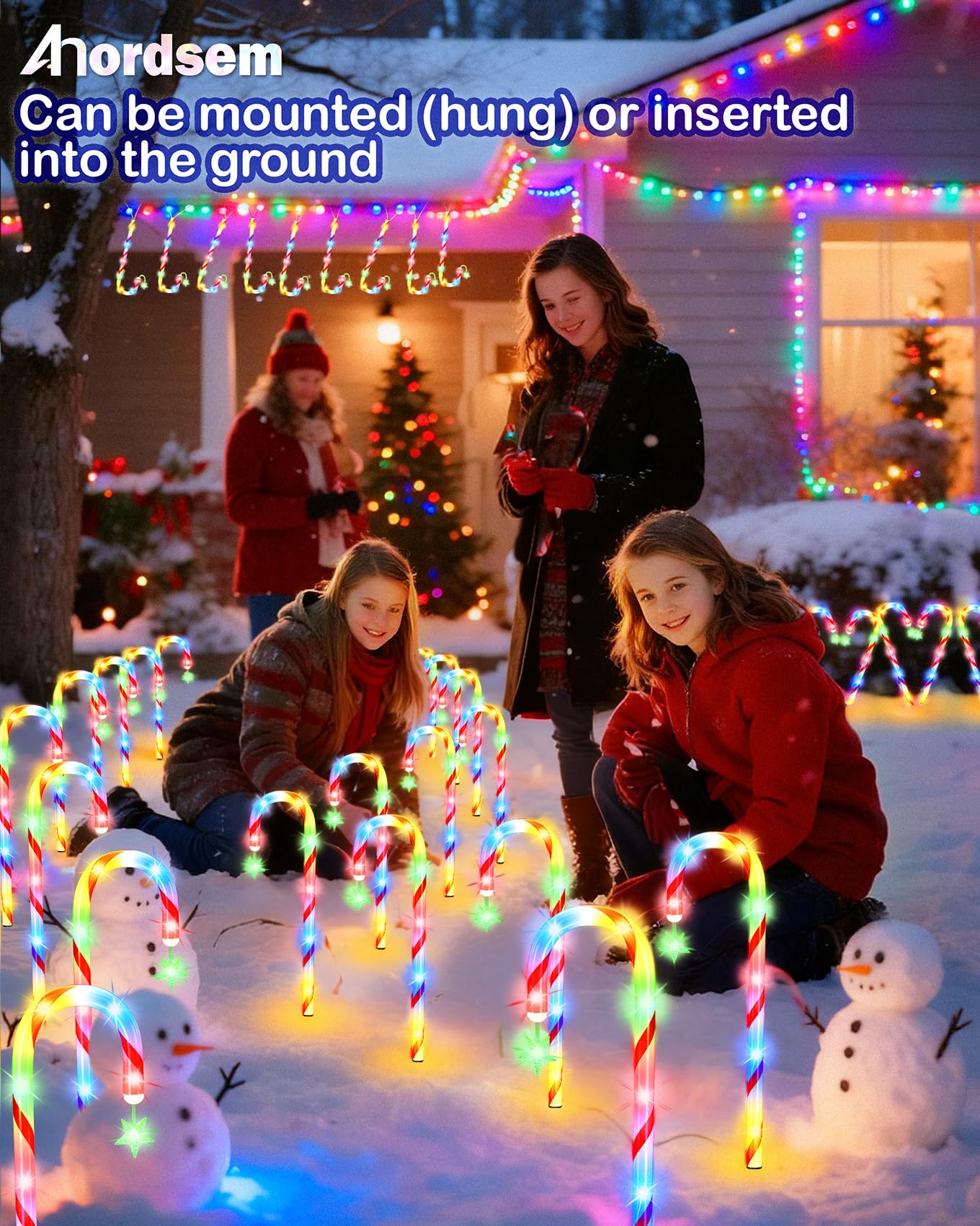 Anordsem Solar Christmas Decorations Outdoor: 21 Candy Cane Stake Lights 24 Pack - Waterproof Led 8 Colorful Lighting Models For Yard Garden Pathway Xmas Decor - 2026 New Year Gifts For Homeowners