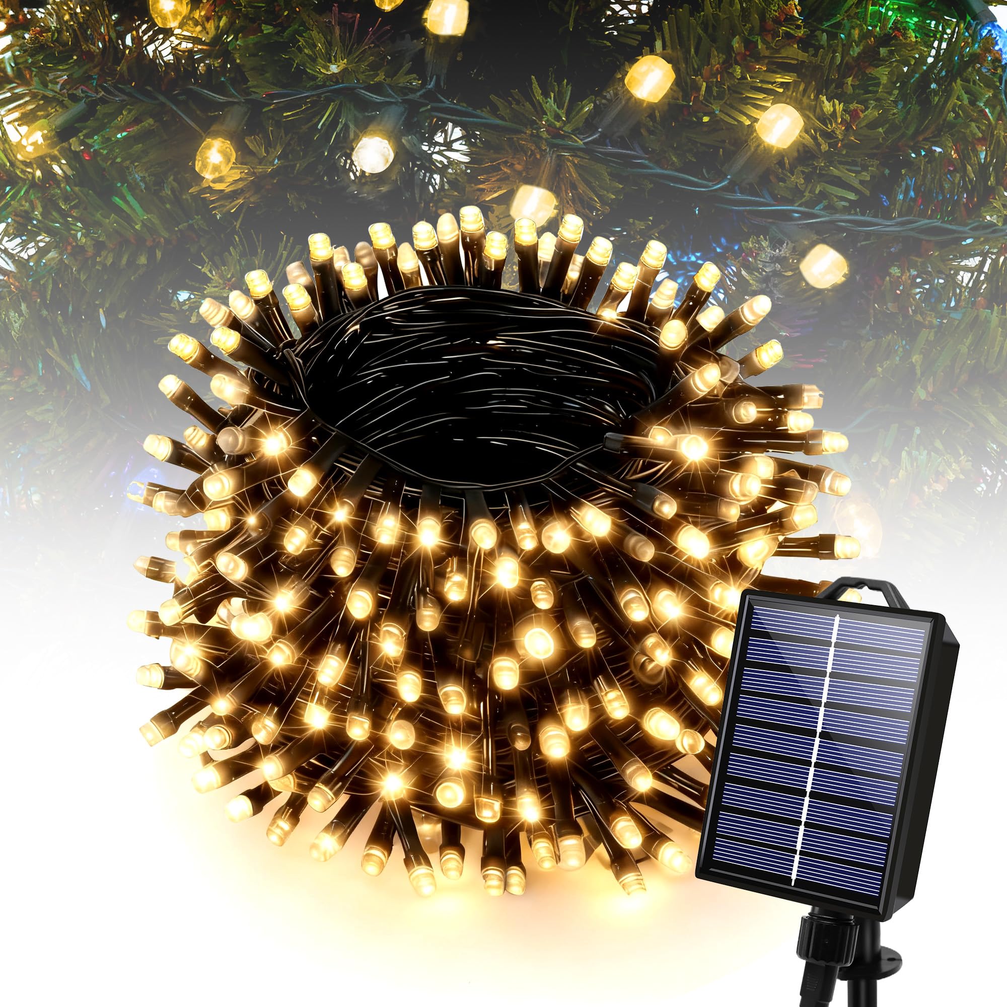 Banbanjo Solar Christmas Lights Outdoor 72Ft 200 Led Solar String Lights With 8 Modes  Waterproof Christmas String Light For Patio Garden Party Tree Proch  ding Holiday Xmas Decorations(Warm White)