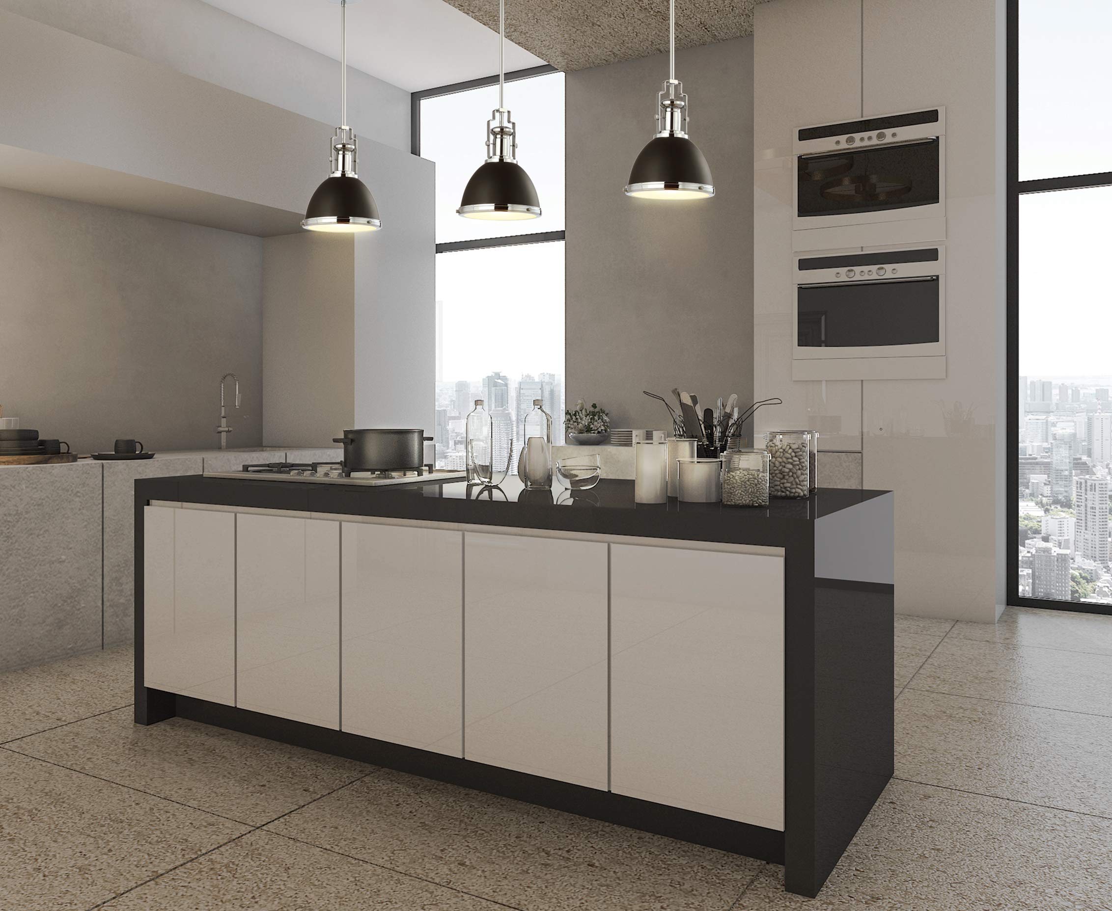 Jonathan Y Jyl9535B Homer 10'' Iron/Glass Adjustable Vintage Led Kitchen Pendant For Living Room Bedroom, Bohemian Classic, Blac