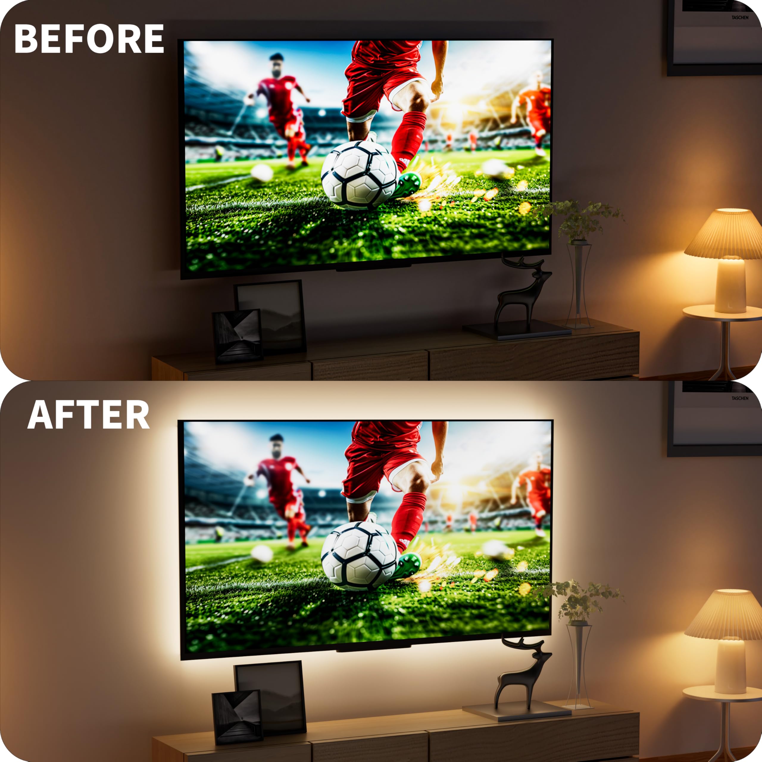 Pautix Cob Led Strip Light 6.56Ft/2M, 640Leds 1200Lm Dimmable 5V Usb Led Strip White 4000K Cri90+ Tv Backlight,Usb Powered Flexi