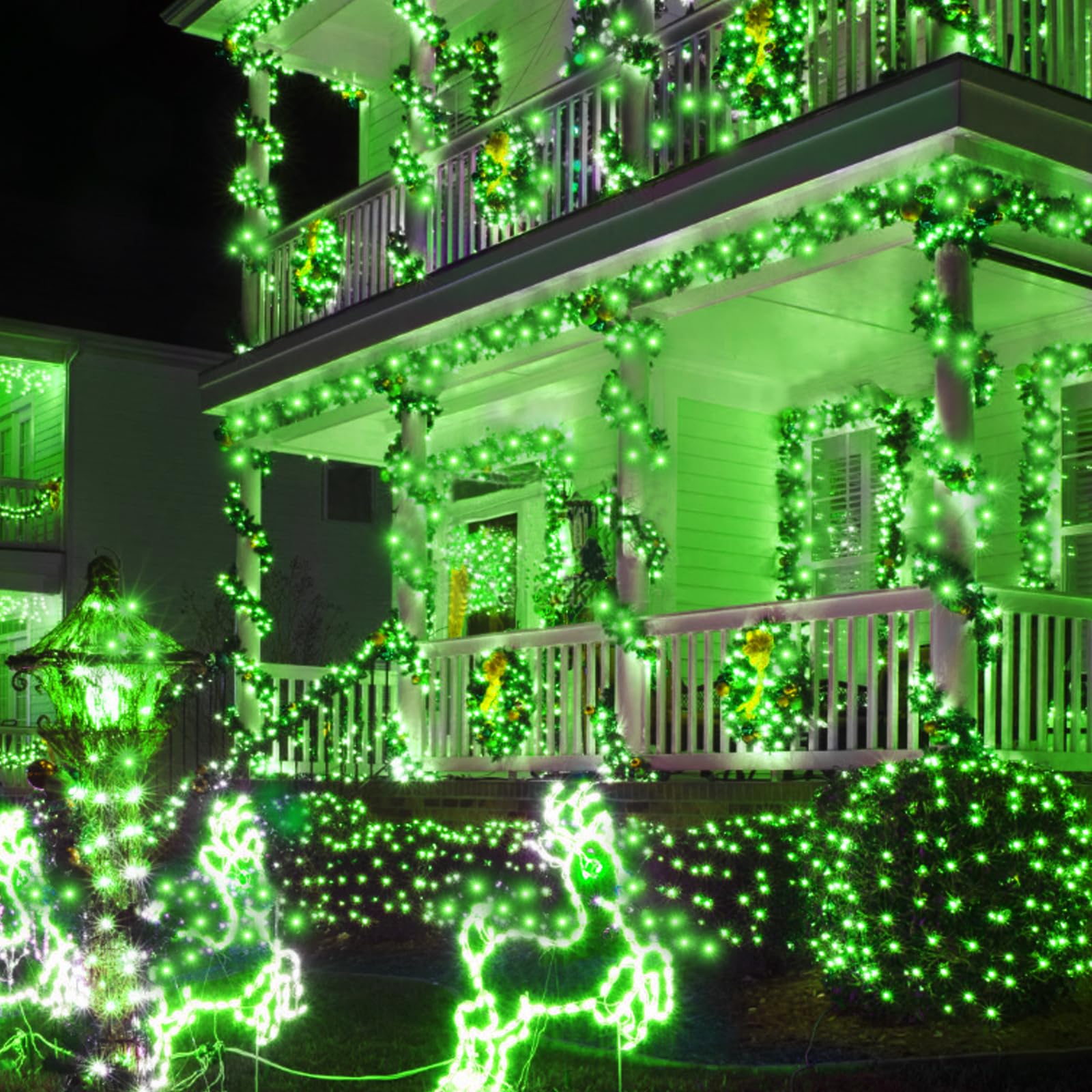 Kwaiffeo St. Patrick'S Day Decorations, 100Ft 300Led Green String Lights Outdoor Indoor, 8 Modes Connectable Lights For Christma