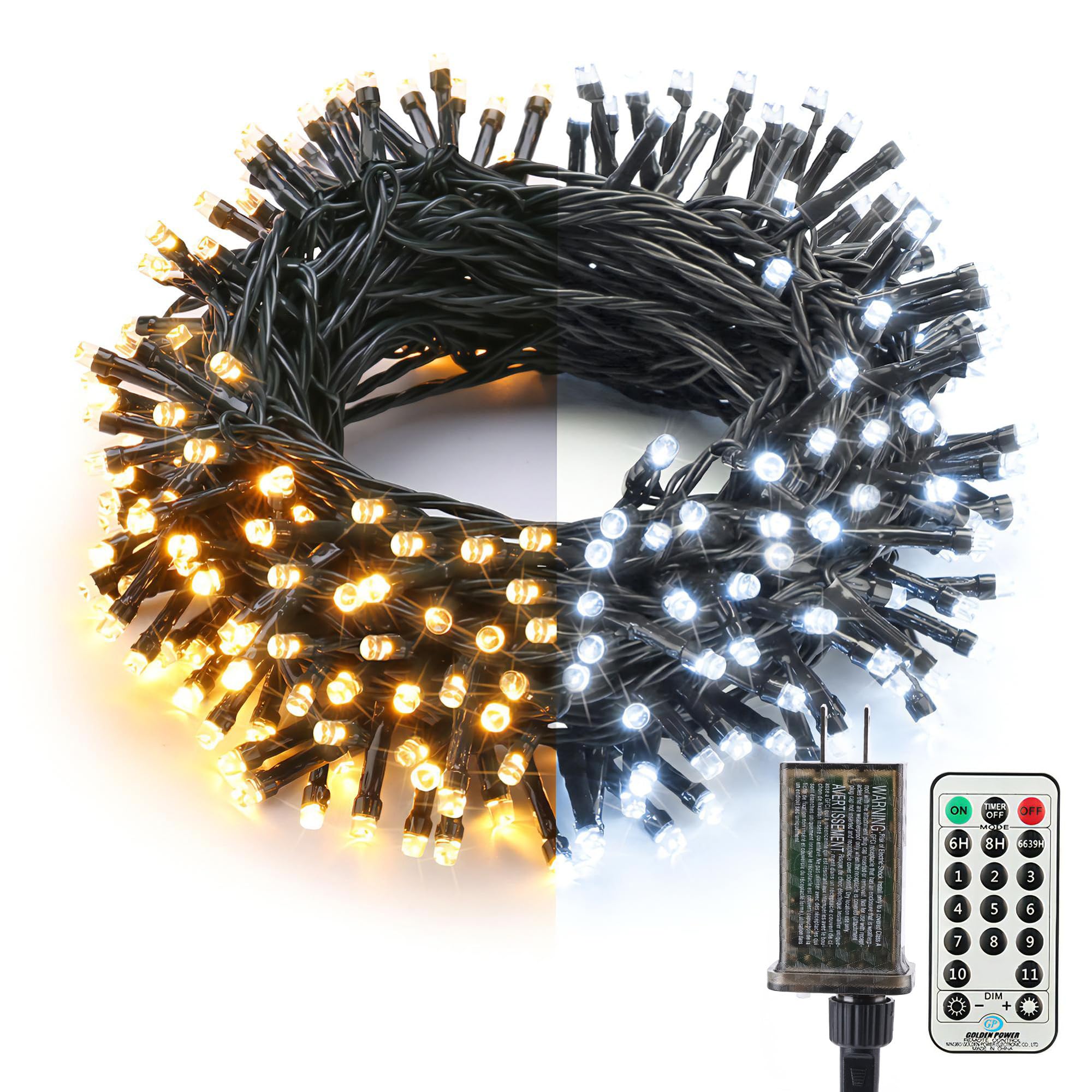 Brizled Color Changing Christmas Lights, 65.67ft 200 LED 11-Function Warm White & Cool White LED Lights String, Dimmable 29V Saf