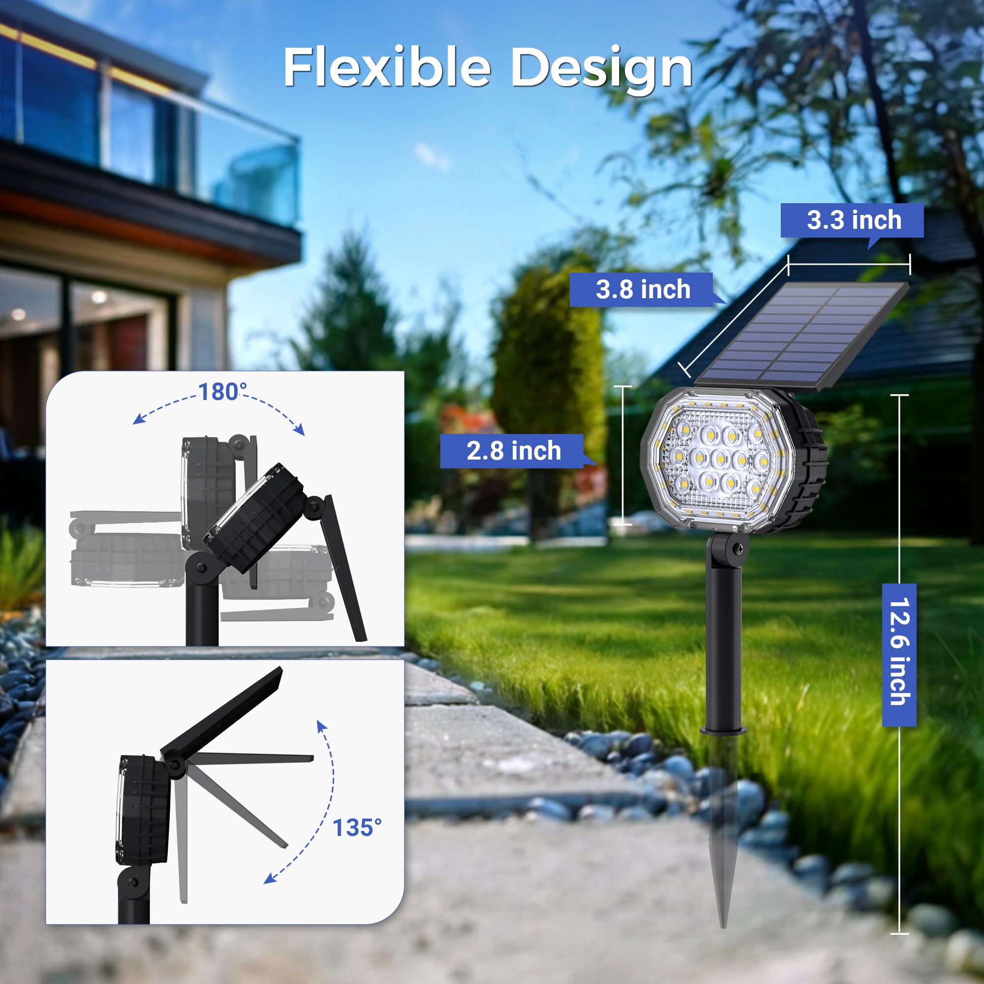 Solar Spot Lights Outdoor Waterproof Ip65  3 Modes Solar Lights Outdoor 35 Led Landscape Lighting  Spot Uplights For Garden Patio Yard Walkway Driveway House Backyard  4 Pack Neutral White(4000K)
