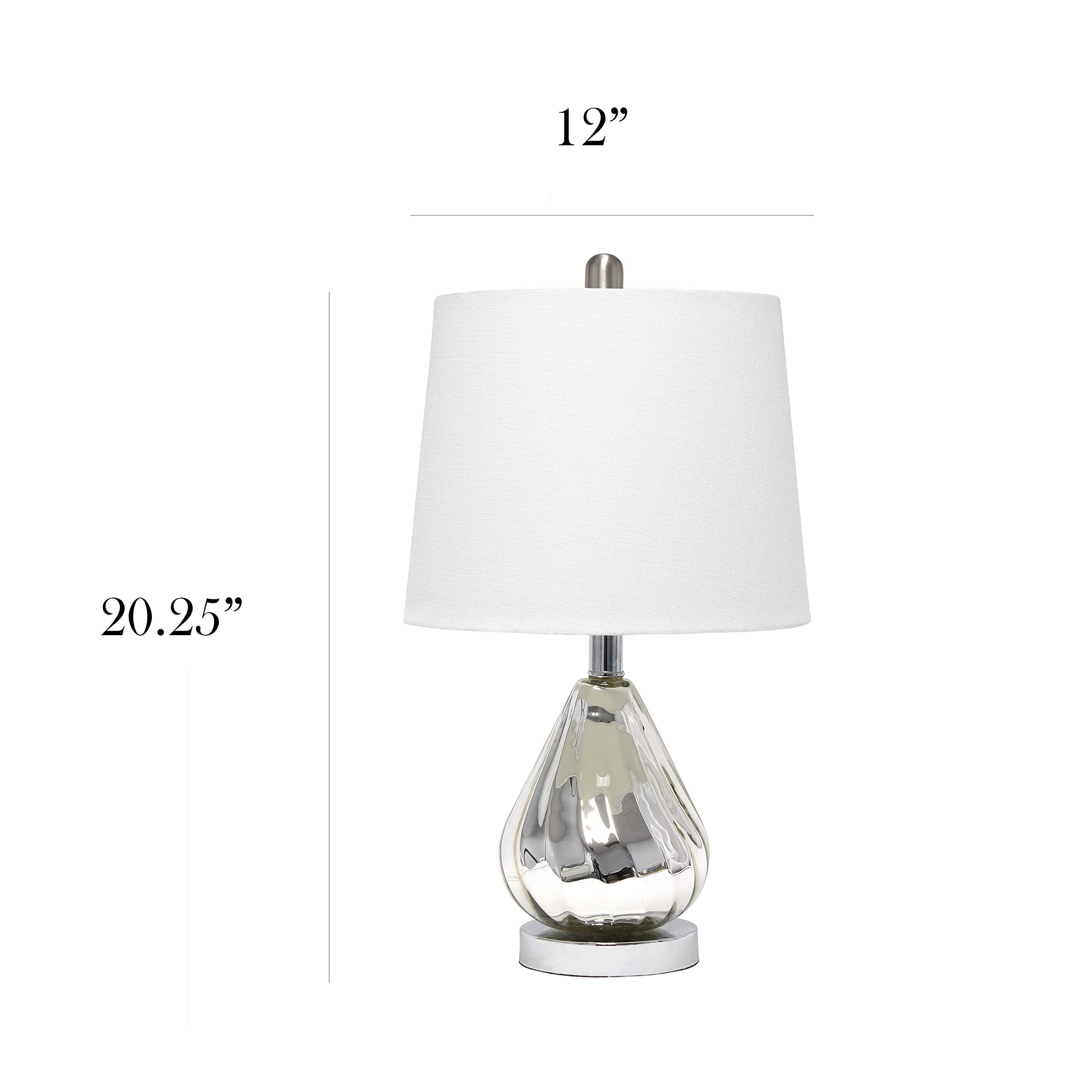 Elegant Designs Chrome Ripple Table Lamp, White Shade, Model LT3319-WHT, Fabric Material, Modern Home Lighting