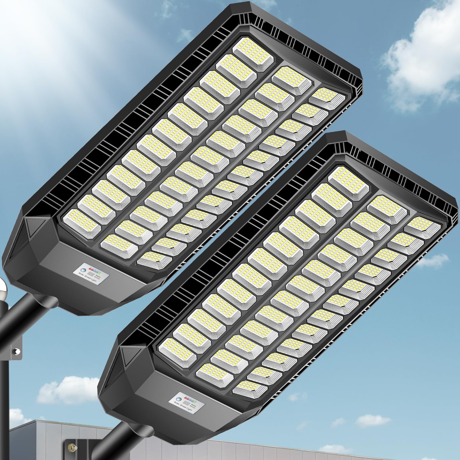 VOOJOY 9500W Solar Street Light Outdoor, Commercial Grade Solar Lights Outdoor, IP67 Waterproof Parking Lot Lights Dusk to Dawn 
