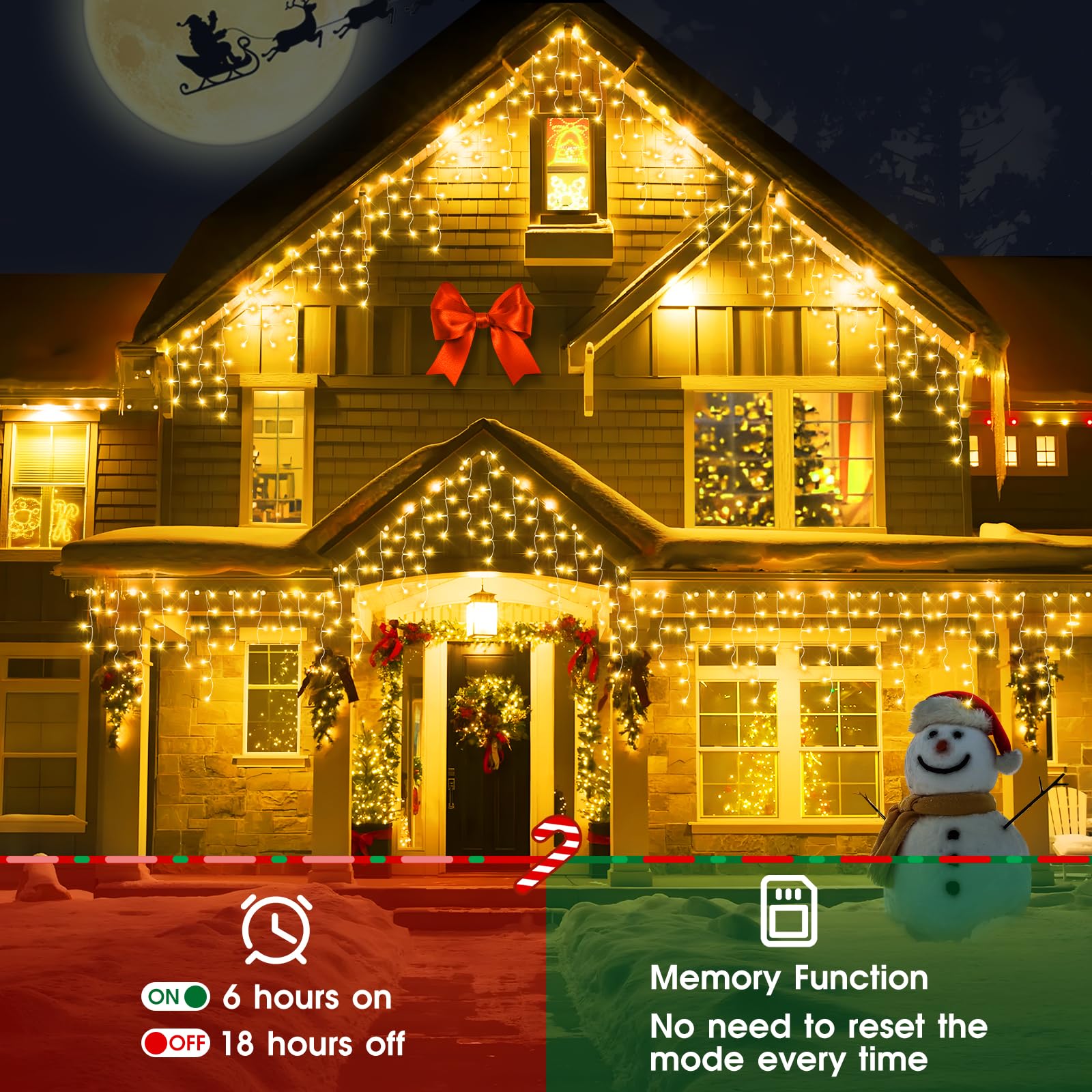 Hezbjiti 2Pack Total 800Led Ice Lights 32.8Ft Christmas Lights String Lights Outdoor Decoration 8 Modes 75 Drops Fairy Lights Fo