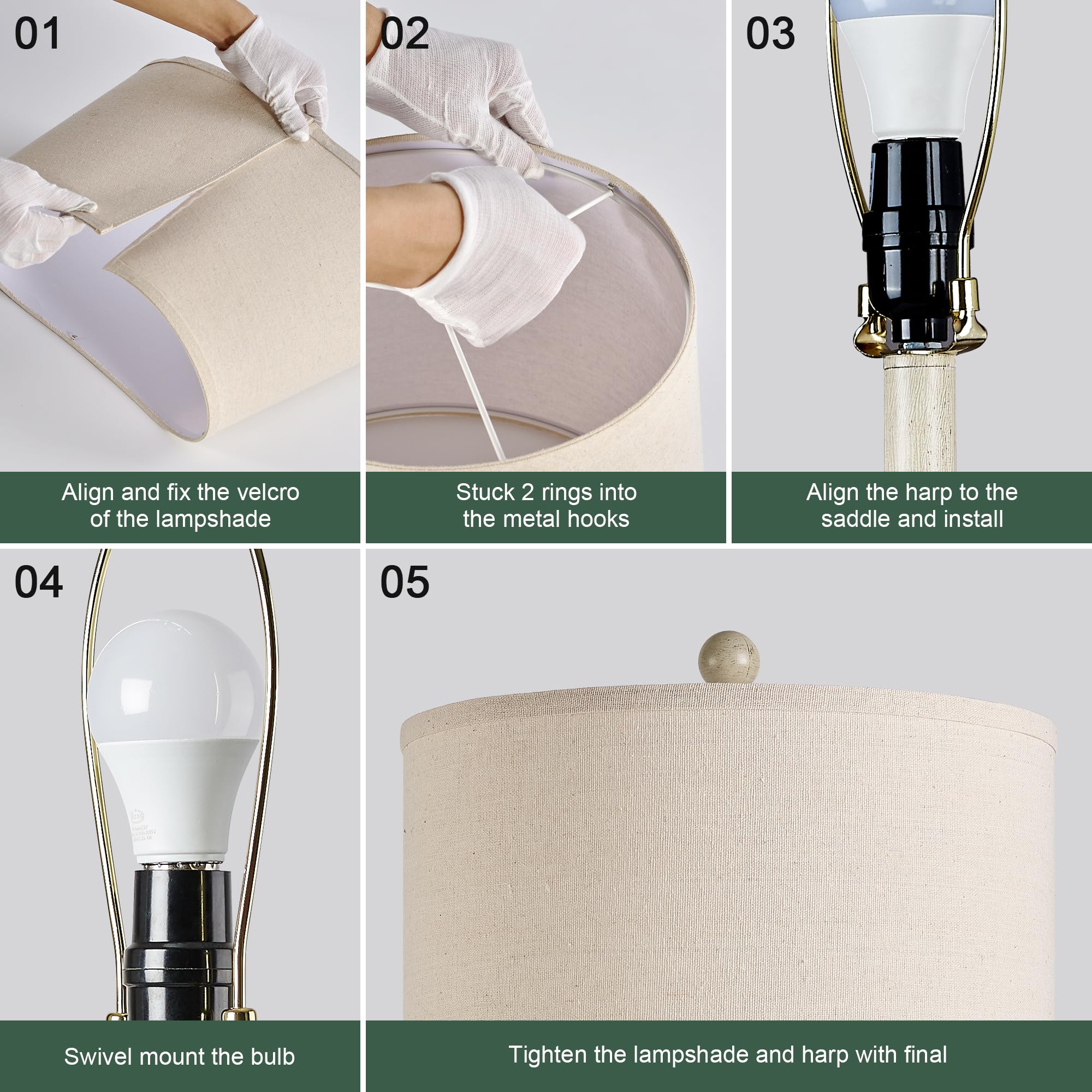 Ireliare 28'' Table Lamps For Living Room Set Of 2, Farmhouse Lamps For Bedroom With Usb A+C Charging Ports, Touch Lamps For Nig