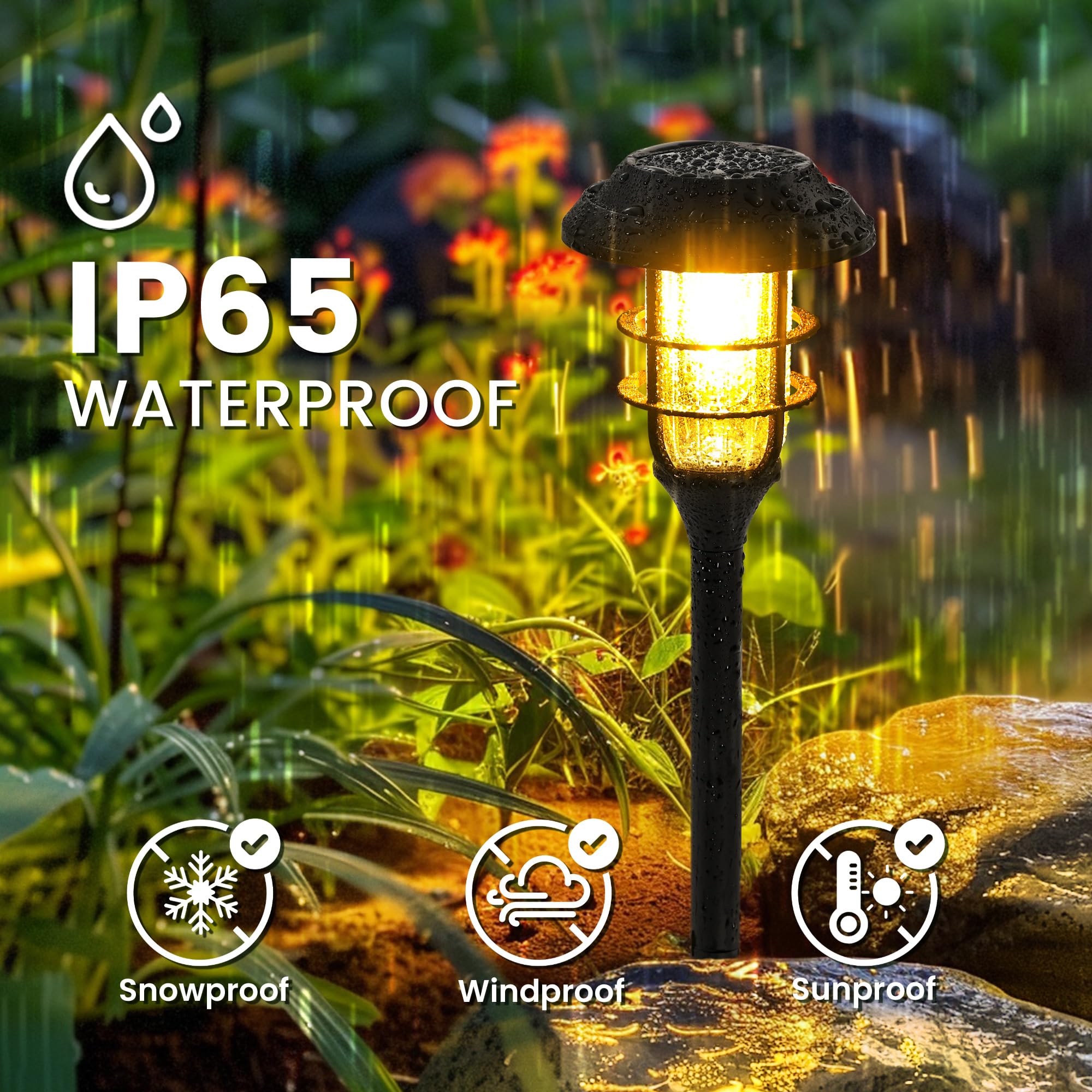 Hmdecor Solar Garden Lights Outdoor,6 Pack Bright Solar Lights Outdoor Waterproof, Solar Powered Outdoor Decor For Yard, Pathway