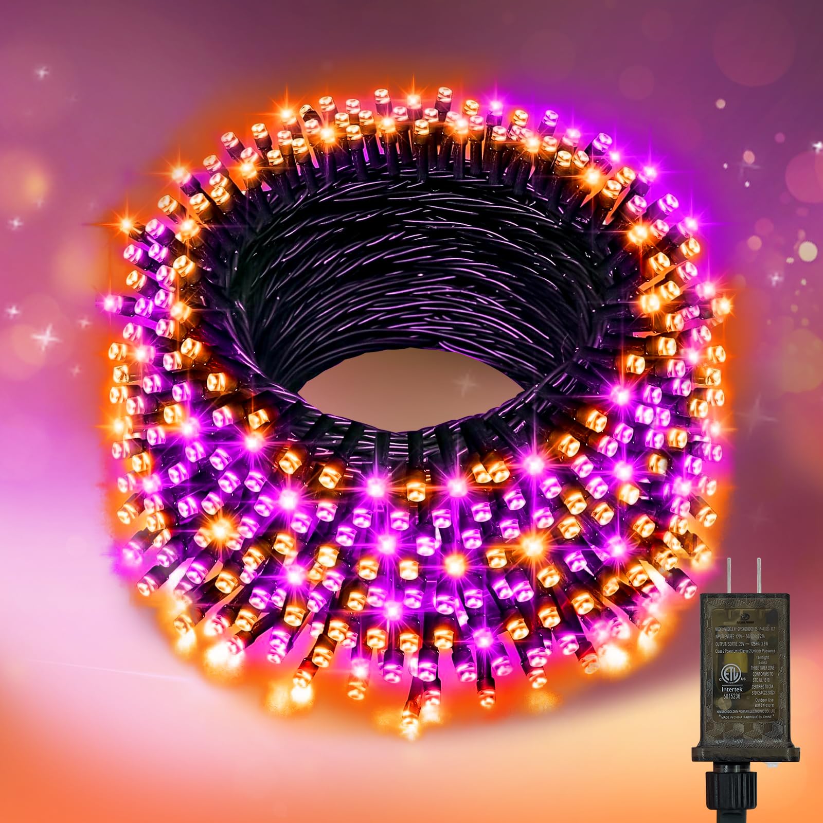 Nisocy 200 Led String Lights Outdoor Waterproof - Purple Orange Fairy Lights With Plug  Connectable Christmas Tree Lights For Patio  Garden  Bedroom  Wedding  Party  Decor (66Ft)