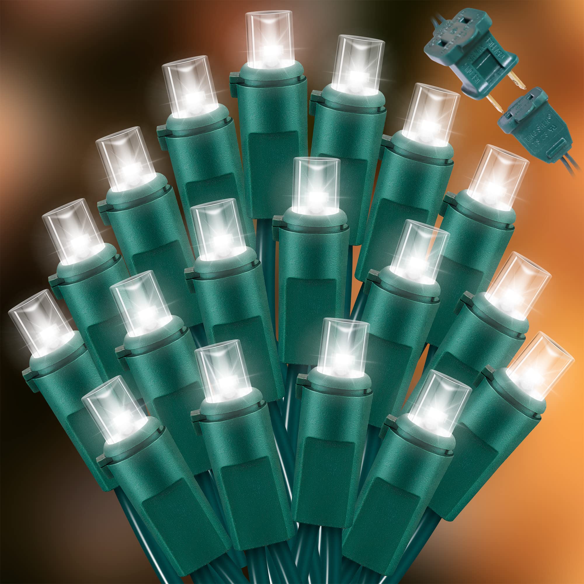 LAMPHOME 100 Count Cool White -String Lights - 21.6FT LED Christmas Lights, Mini led Lights for Indoor Outdoor Home Holiday Party Wedding Independence Day Decoration