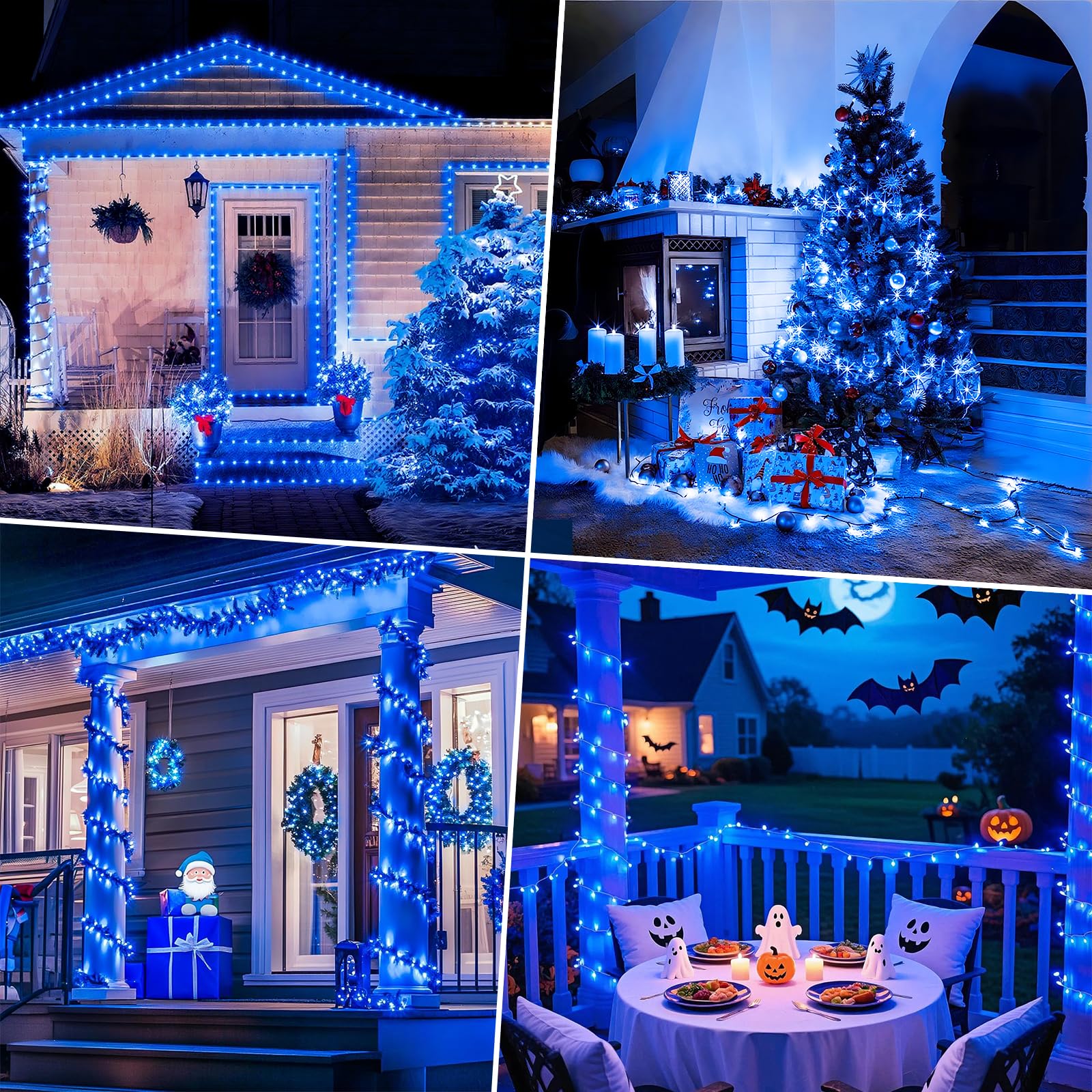 Decute Christmas String Lights Waterproof 300Led 105Ft Ul Certified With End-To-End Plug 8 Modes  Outdoor Indoor Starry Fairy Lights For Christmas Tree Patio Garden Wedding Party Decor Blue