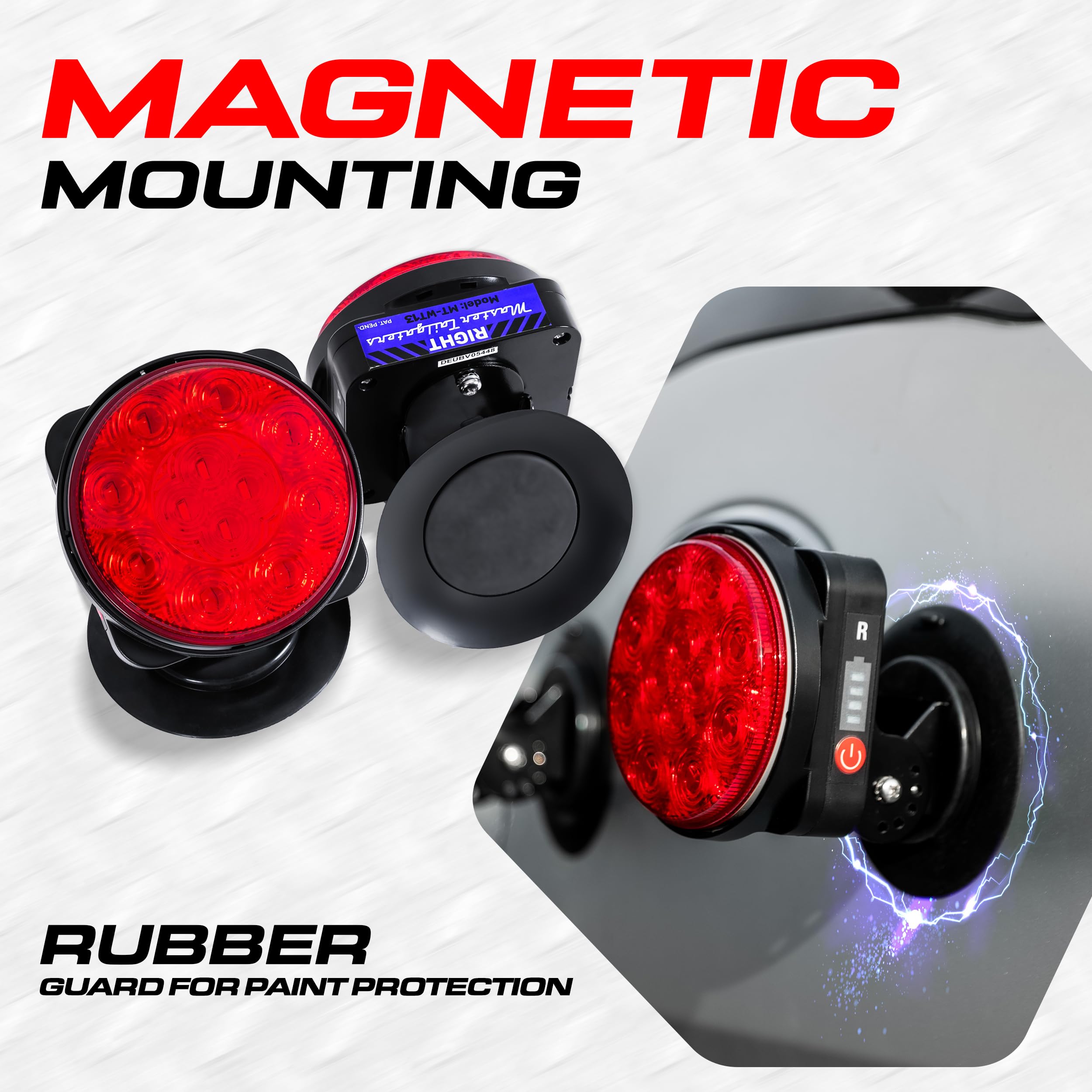 Master Tailgaters Wireless Pivot Tow Lights | 4 Pin Round Connector | Sturdy Magnetic Mount | Includes Carrying Bag