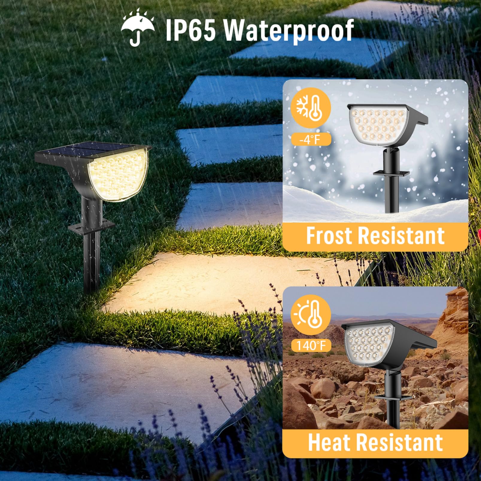 GKGG Solar Spot Lights Outdoor, 76 LED, 3 Lighting Modes, IP65 Waterproof, 6 Pack, Warm White, Model YY-TD-219