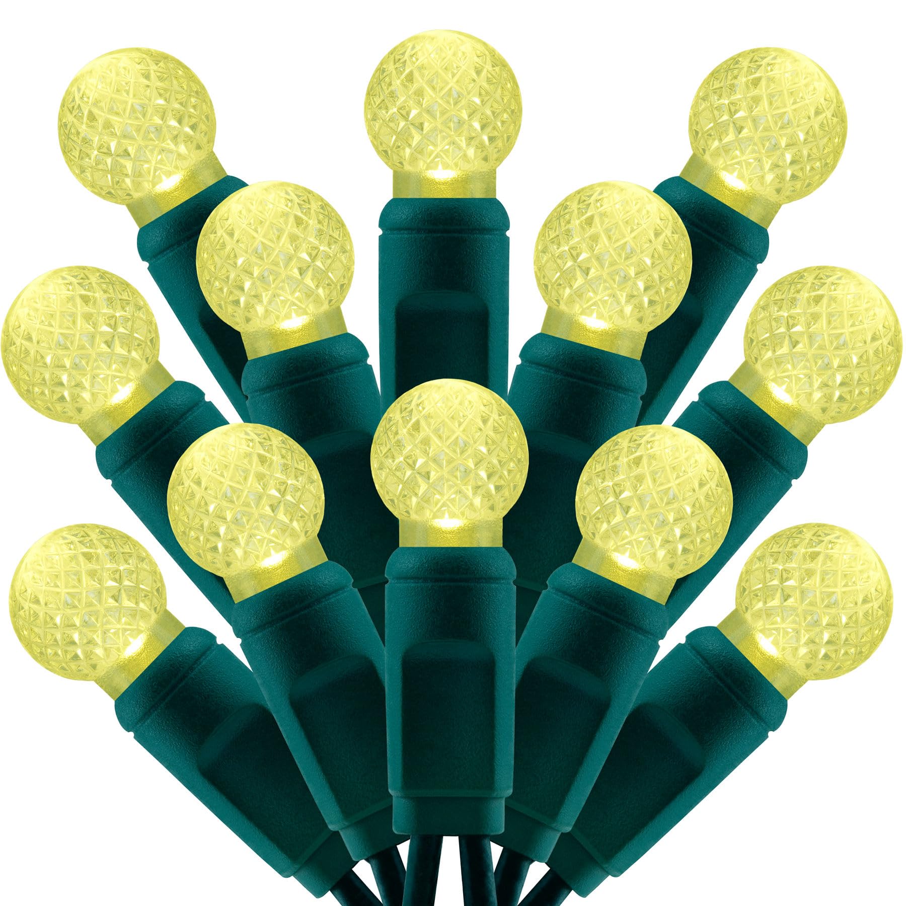 SWEET SHINE 100 Warm White Raspberry One-Piece LED Christmas Lights, 33 ft Green Cord High Waterproof UL Certified G12 Outdoor S