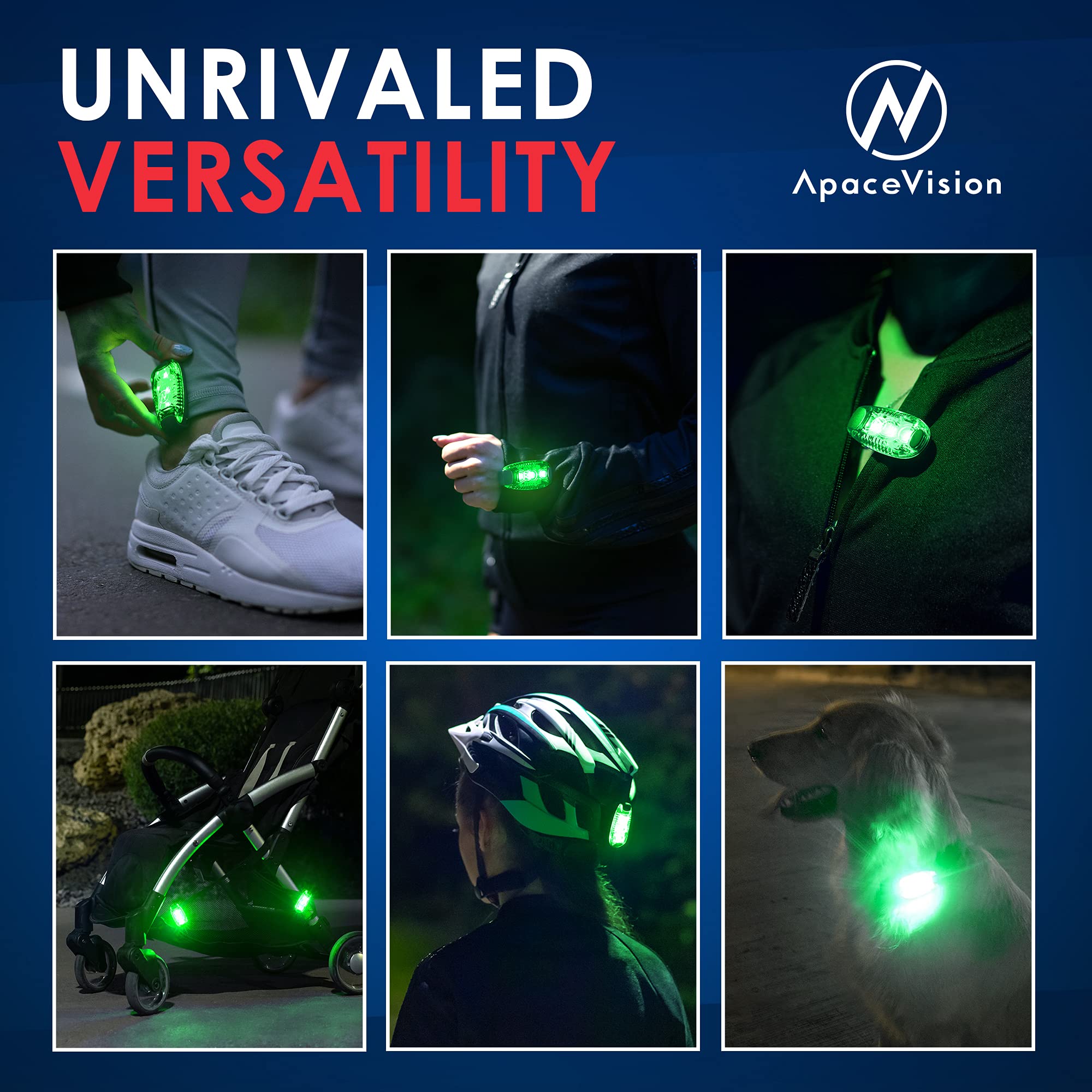 Led Safety Light (2 Pack) - Clip On Strobe/Running Lights For Runners, Dog, Bike, Walking, Boat, Kayak, Stroller And More - High Visibility Accessories For Your Reflective Gear, Bicycle, Green
