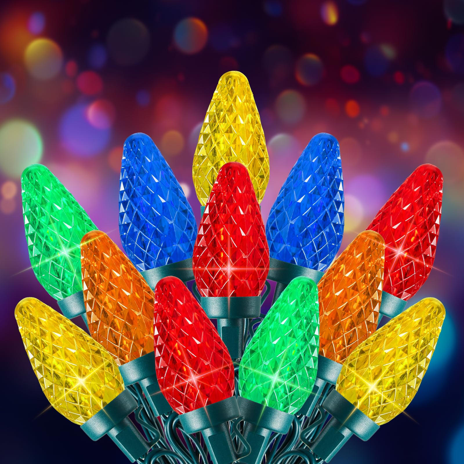 C9 Christmas Lights Outdoor  66 Ft 100 Led Connectable C9 String Lights With 8 Modes And Timer Extendable Xmas Tree Patio Roofline Garden Yard Holiday Party Indoor Outdoor Decoration  Multicolor