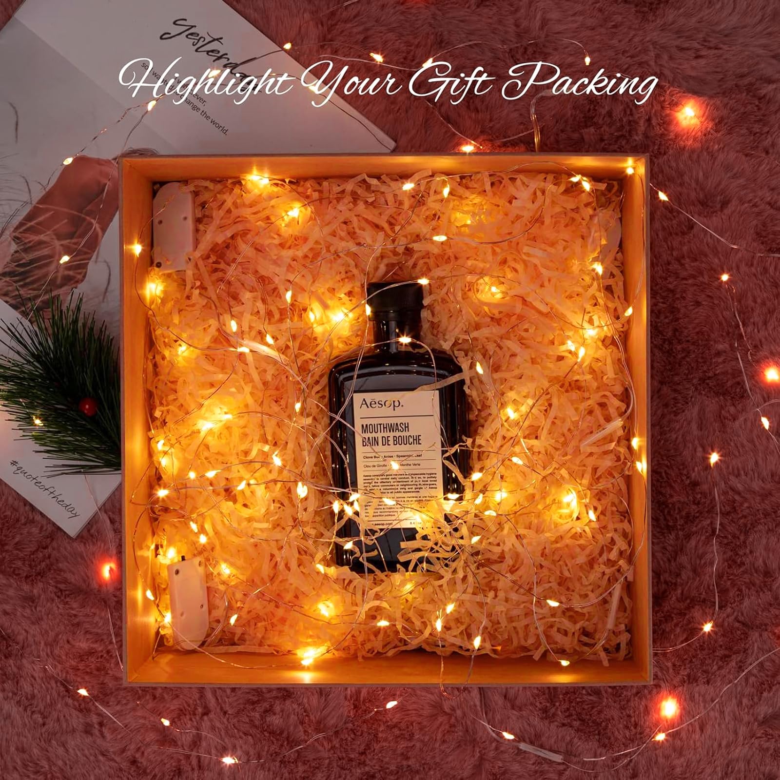 Sinamer 6 Pack Orange Fairy Lights Battery Operated String Lights, 7Ft 20 Led Mini Lights, Waterproof Silver Wire Starry For Mason Jars Diy Wedding Party Bedroom Christmas