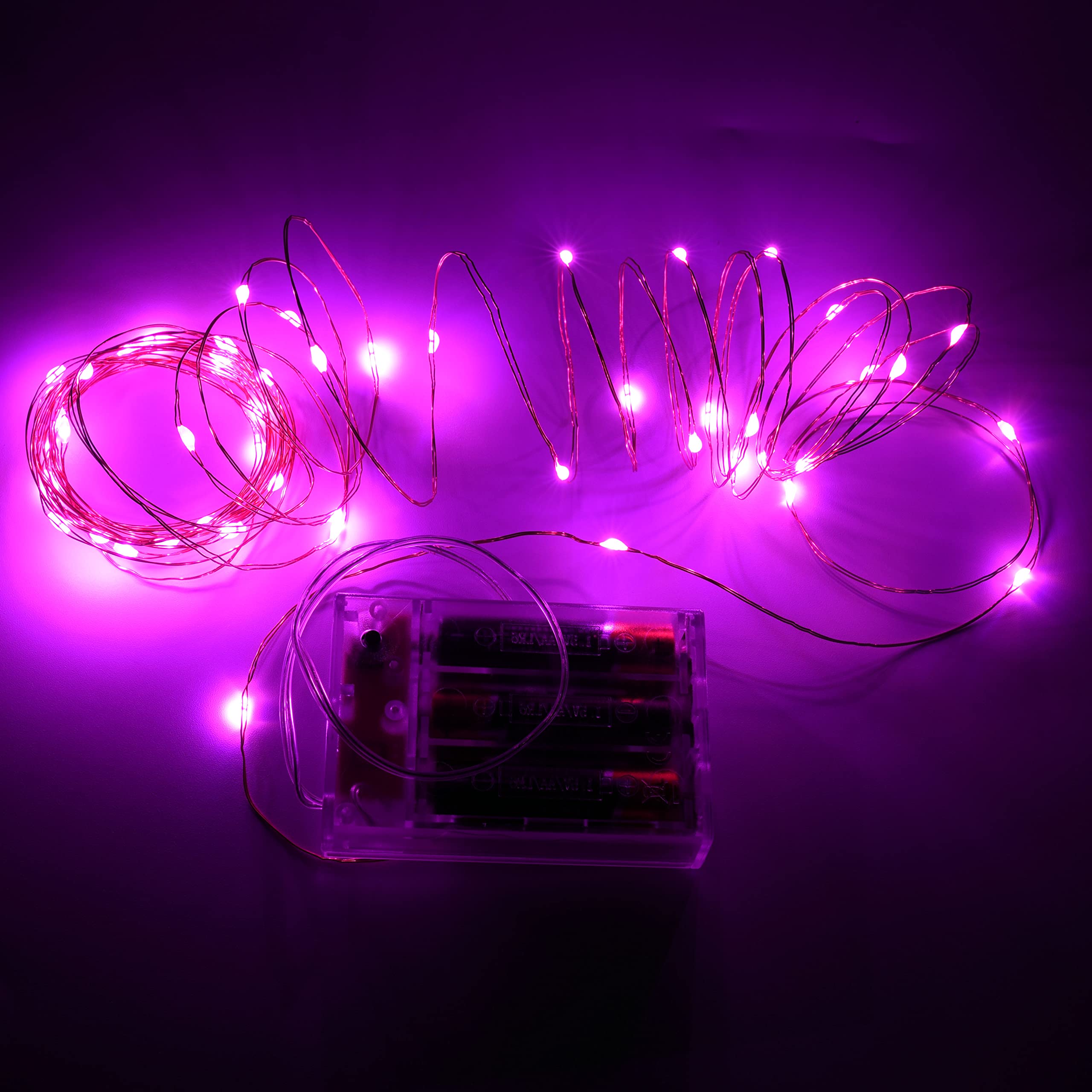Uhugu Battery Powered Christmas Lights, 16Ft Battery Powered Christmas Lights With 8 Flashing Modes And 8 Hours On 16 Hours Off Timer(Pink,1 Pack)