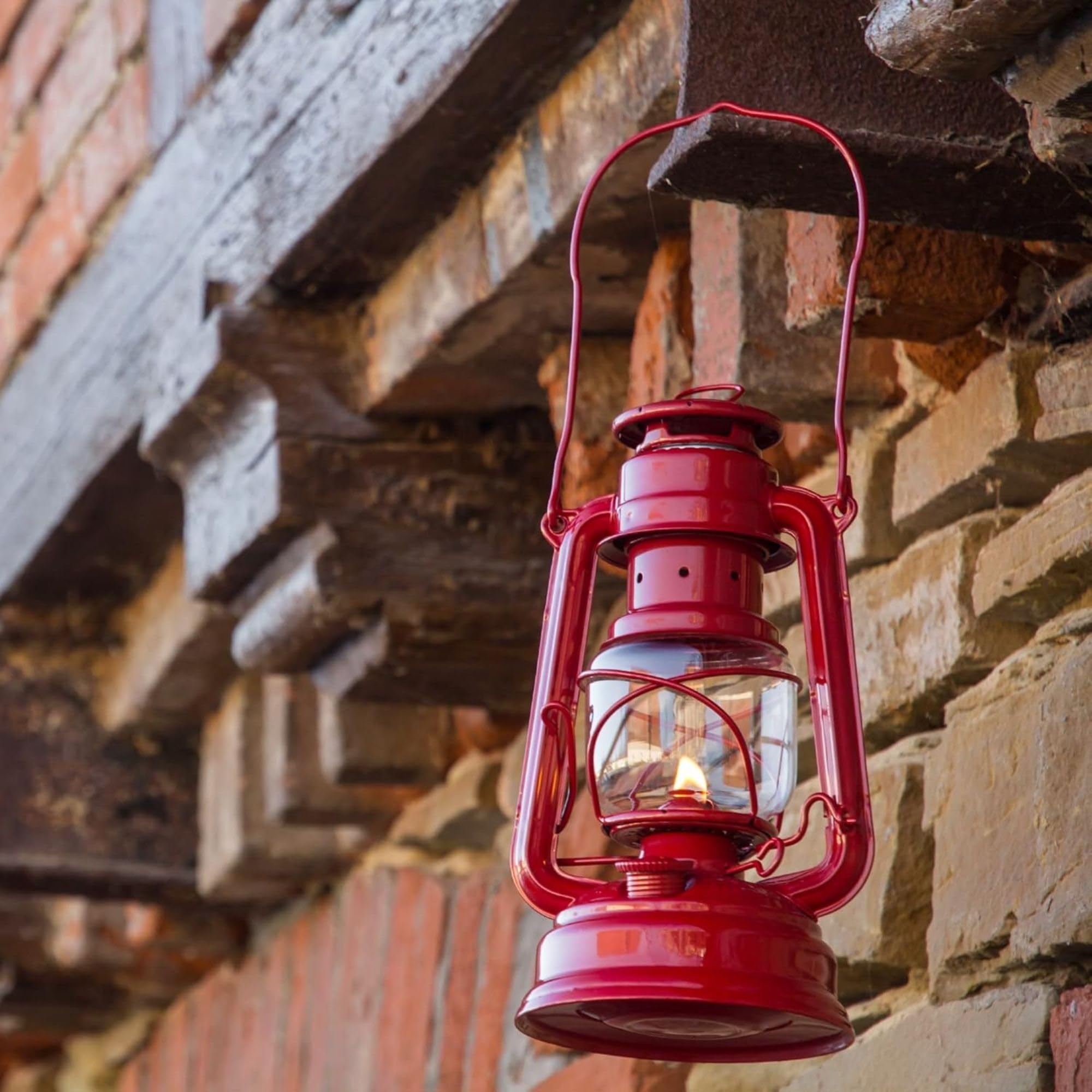 Feuerhand Kerosene Lantern, Weather Resistant, 10 Inches, Ruby Red, Model 8219647
