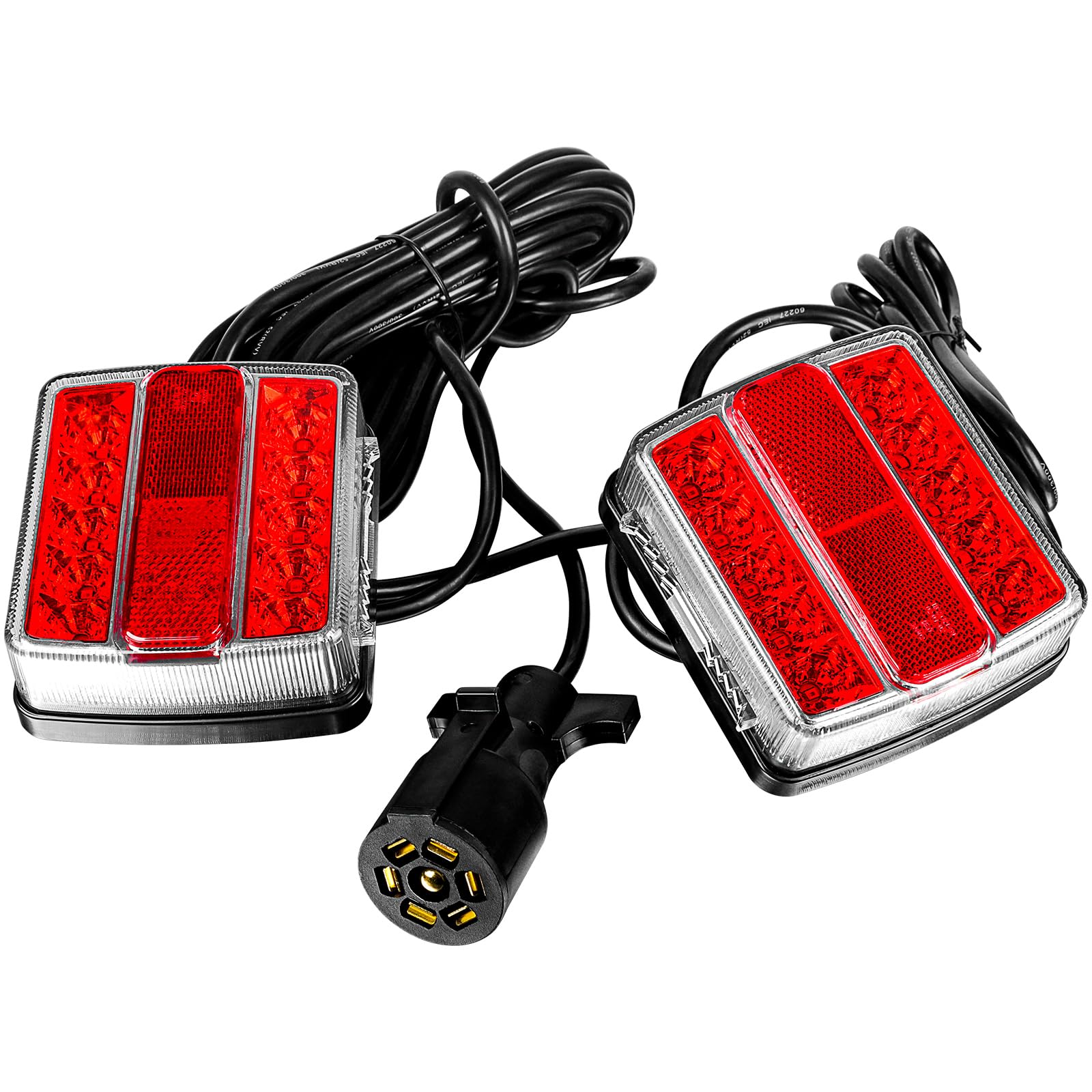 Wushixan Magnetic Trailer Light Kit With 7-Pin Plug, Ip68 Waterproof, 24-Foot Cable, Dot Certified - 2 Pcs For Towing