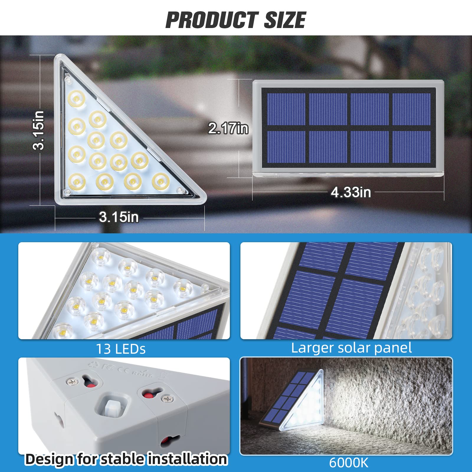 Niorsun Solar Step Lights - 6 Pack Cool White Waterproof Stair Lights, Ip67, Auto On/Off For Outdoor Steps, Patio, Yard, Porch Decor