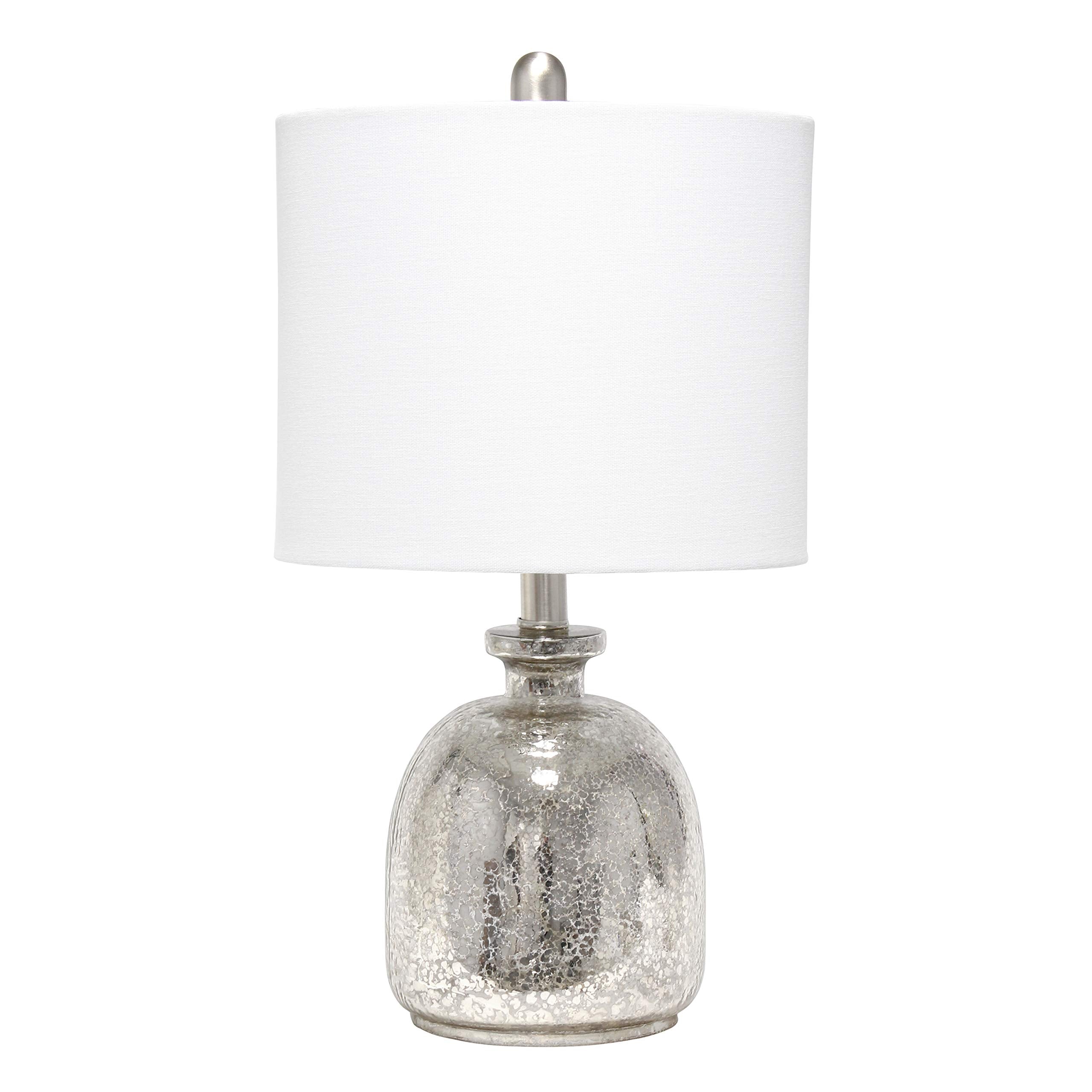 Elegant Designs LT3335-MUR Textured Glass Table Lamp Pack of 4, Mercury & White